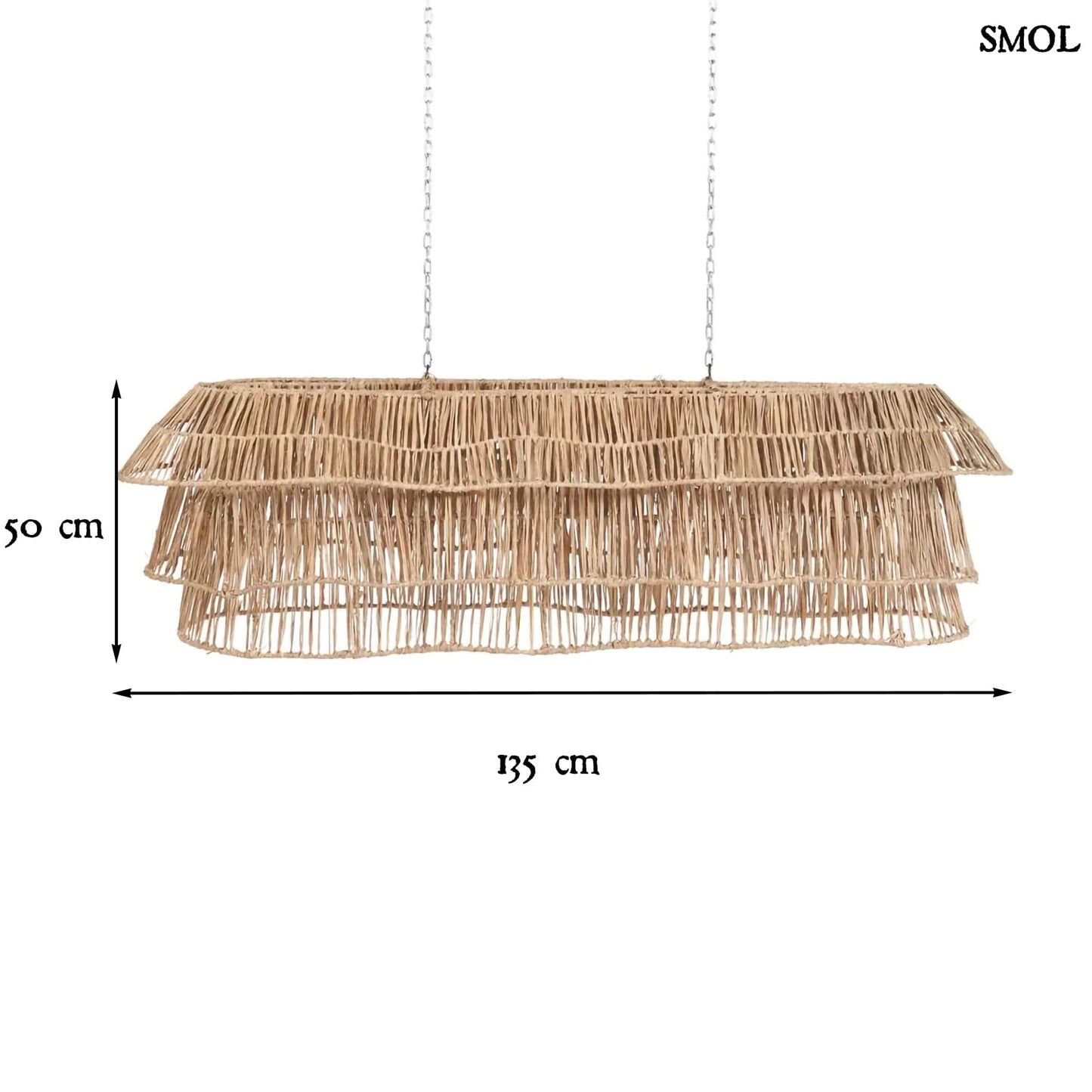 BINGHI, natúr, nagyméretű függőlámpaernyő, 135 cm - smol.hu - méretekkel