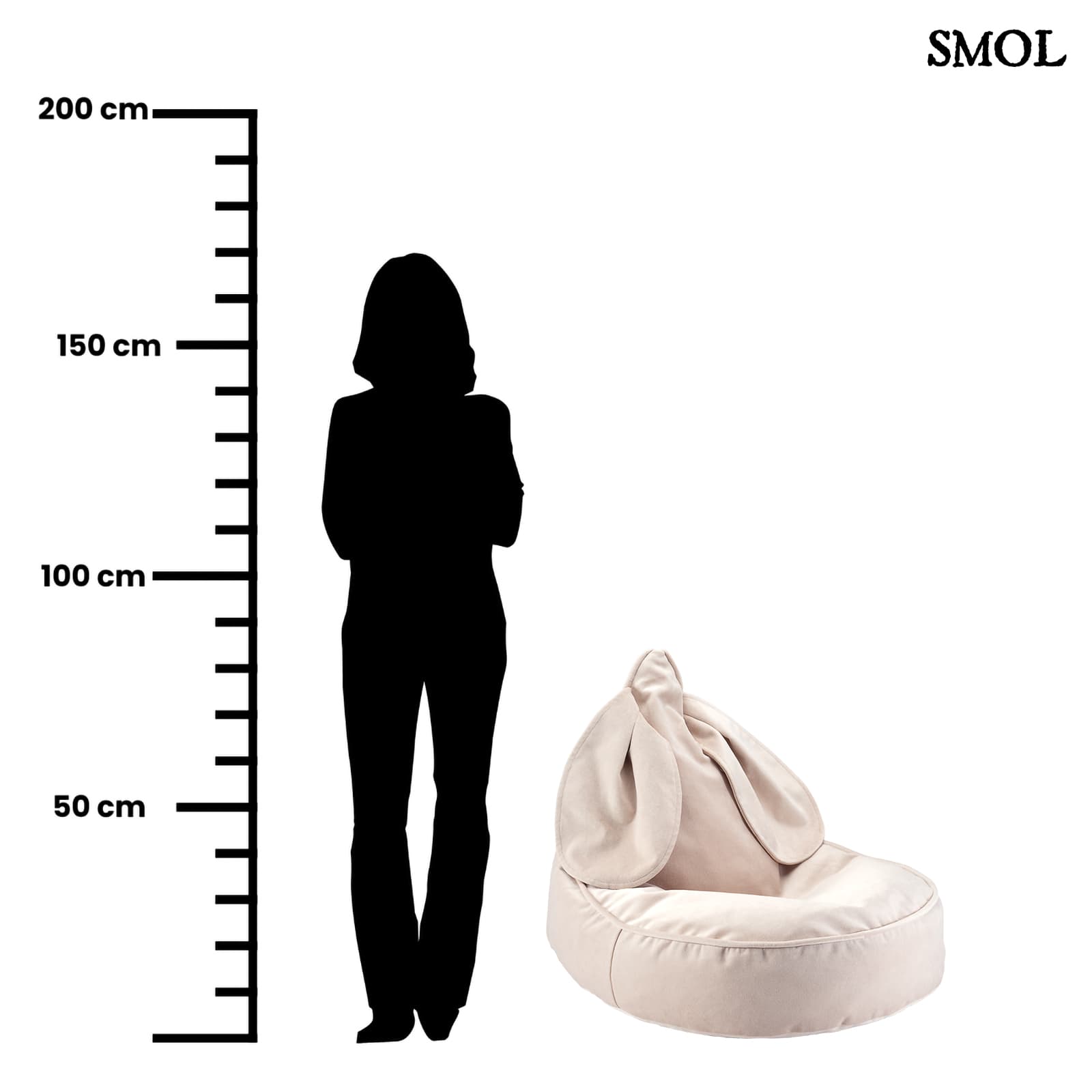 DUSTY BEIGE, nyuszifüles, gyerek babzsákfotel, 75x60x60 - smol.hu