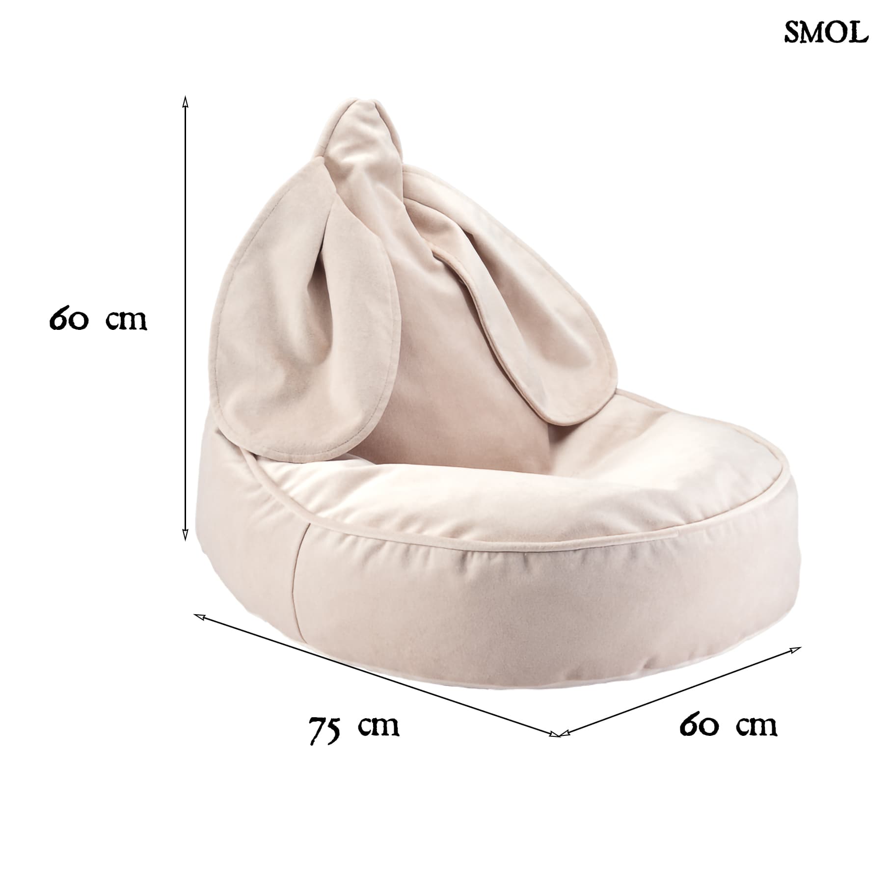 DUSTY BEIGE, nyuszifüles, gyerek babzsákfotel, 75x60x60 - smol.hu