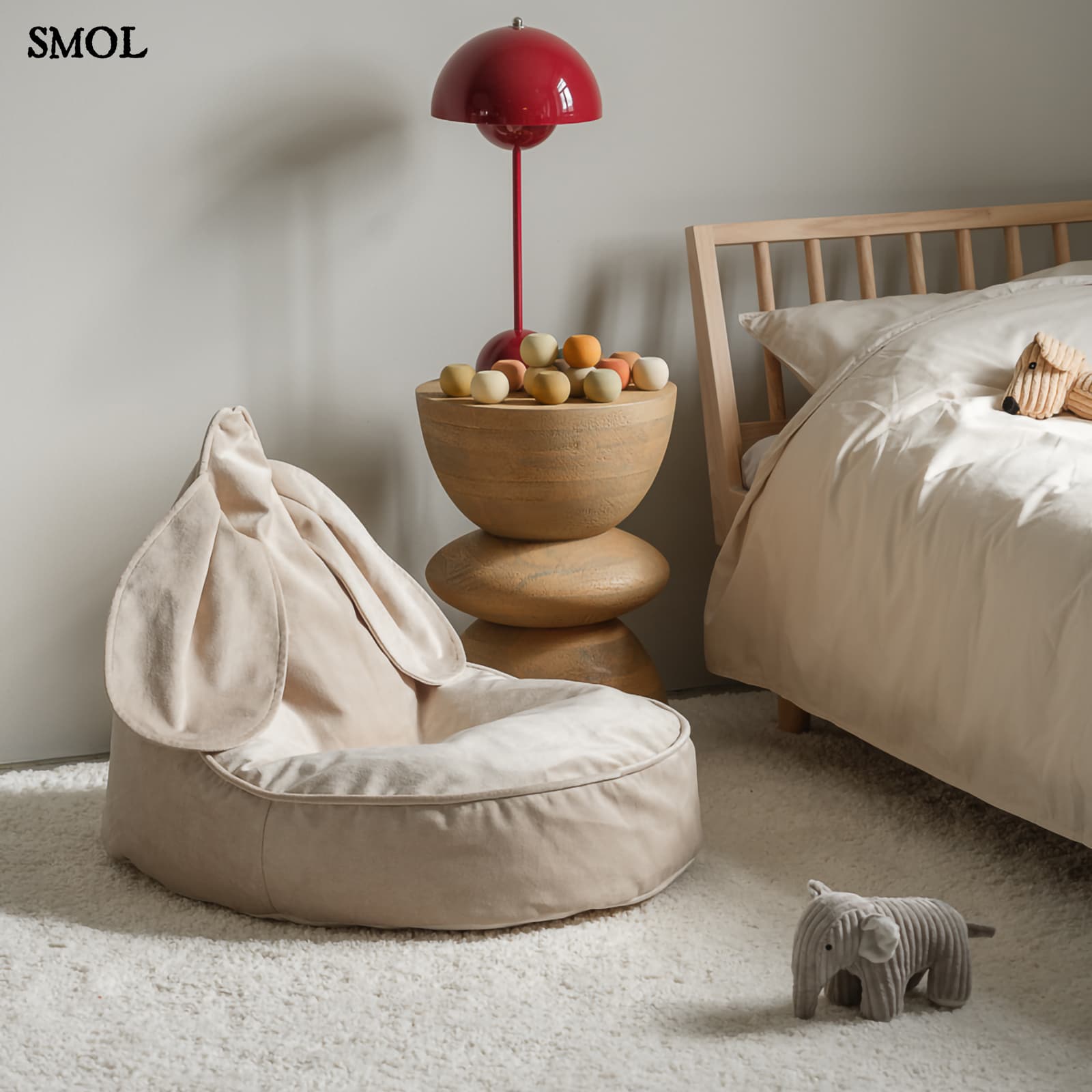 DUSTY BEIGE, nyuszifüles, gyerek babzsákfotel, 75x60x60 - smol.hu