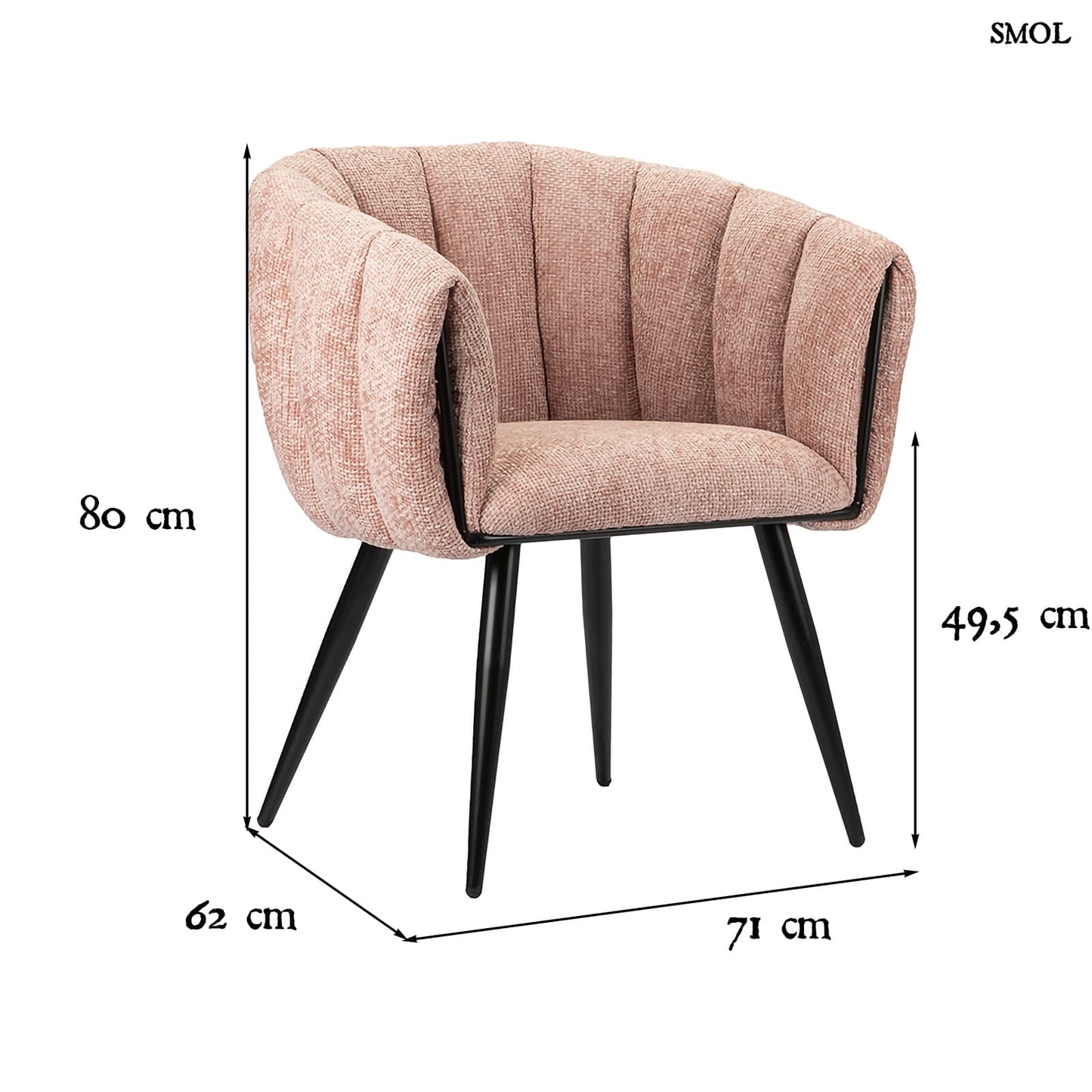 BREEZE PINK, 2 db kárpitozott étkezőszék - smol.hu - méretekkel