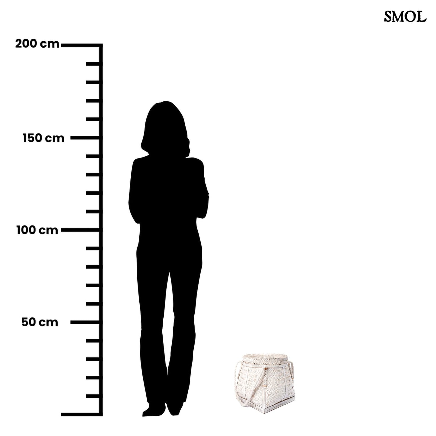Bambusz Tárolókosár - fehér | BIKU - smol.hu - méretarányosan