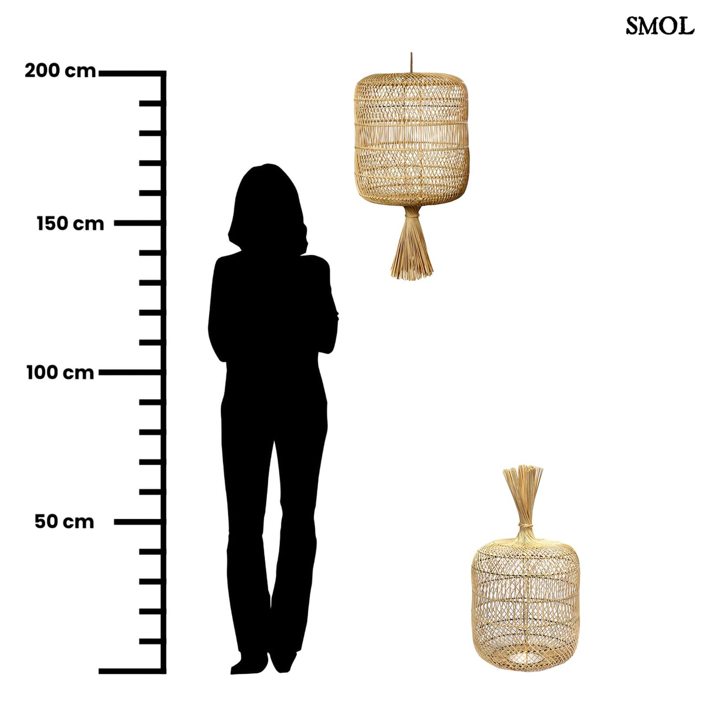DUMPLING, rattan álló-/ függőlámpaernyő, 70 cm - smol.hu - méretarányosan