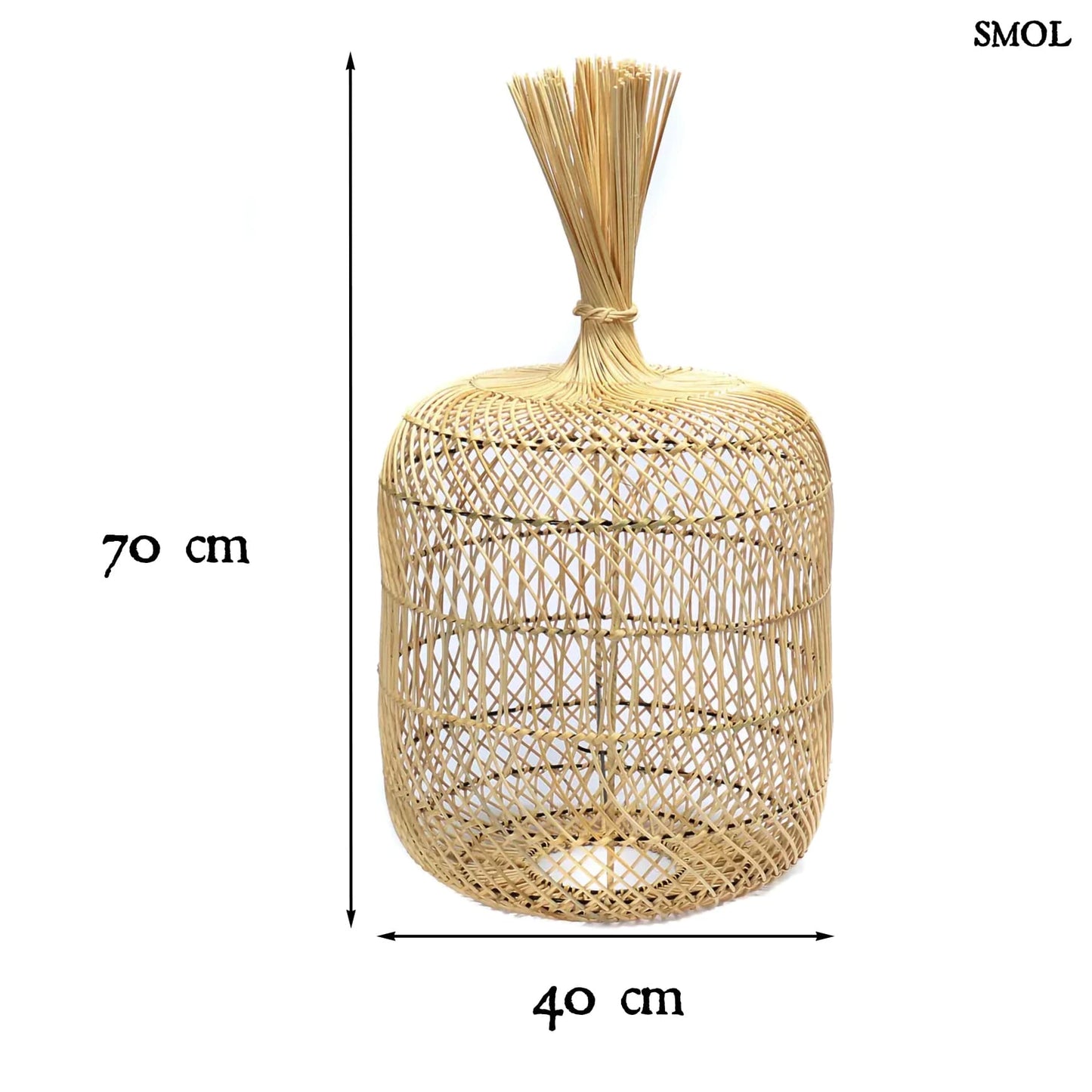DUMPLING, rattan álló-/ függőlámpaernyő, 70 cm - smol.hu - méretekkel