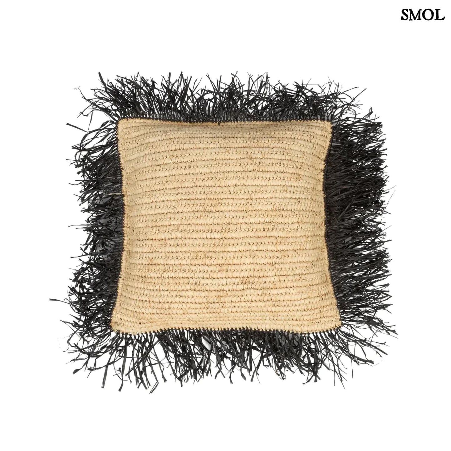 Díszpárnahuzat - natúr-fekete, raffia, 40x40 | RAFFIA CUSHION
