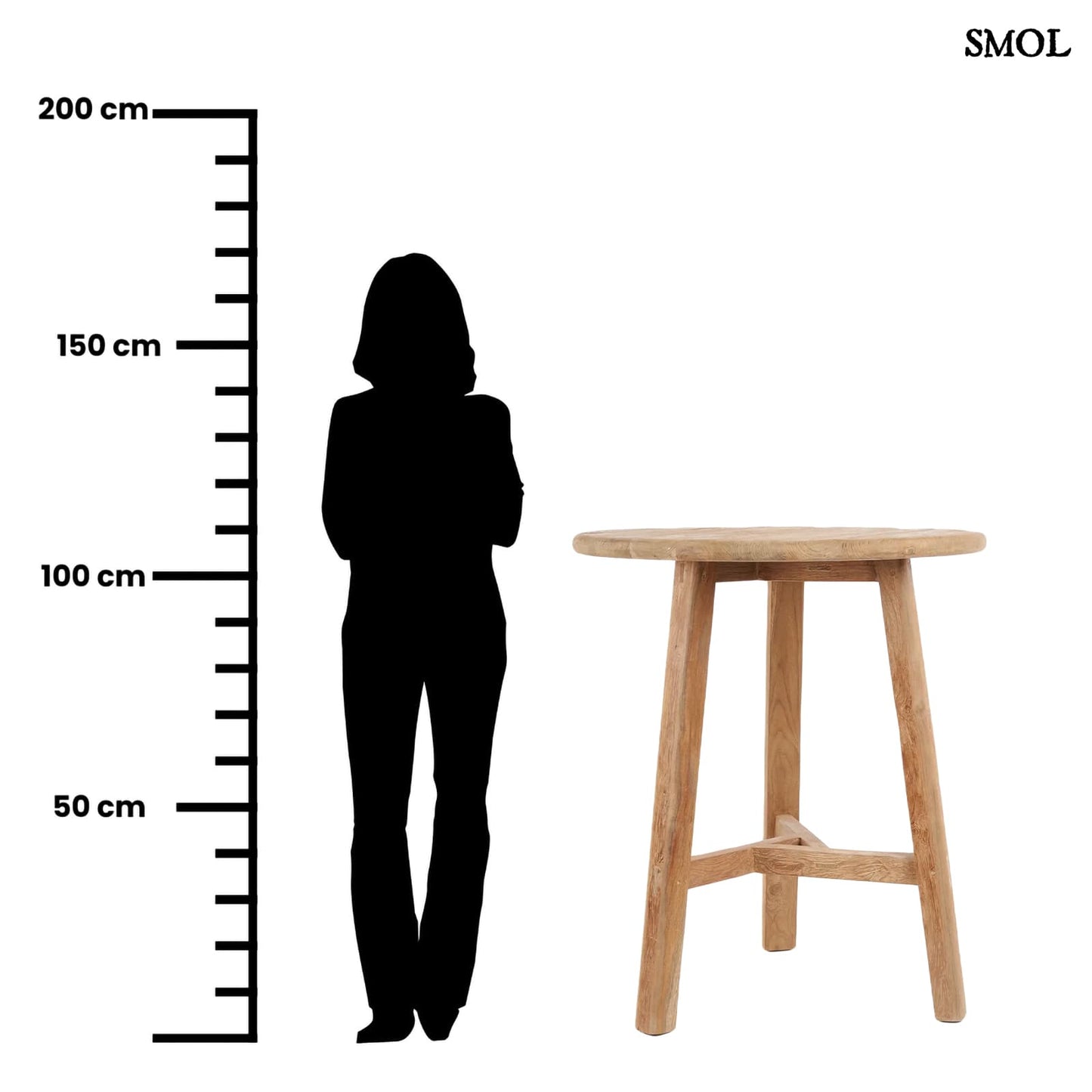 FUSUMA, bel-/kültéri teakfa, magas bárasztal, 105 cm - smol.hu - méretarányosan