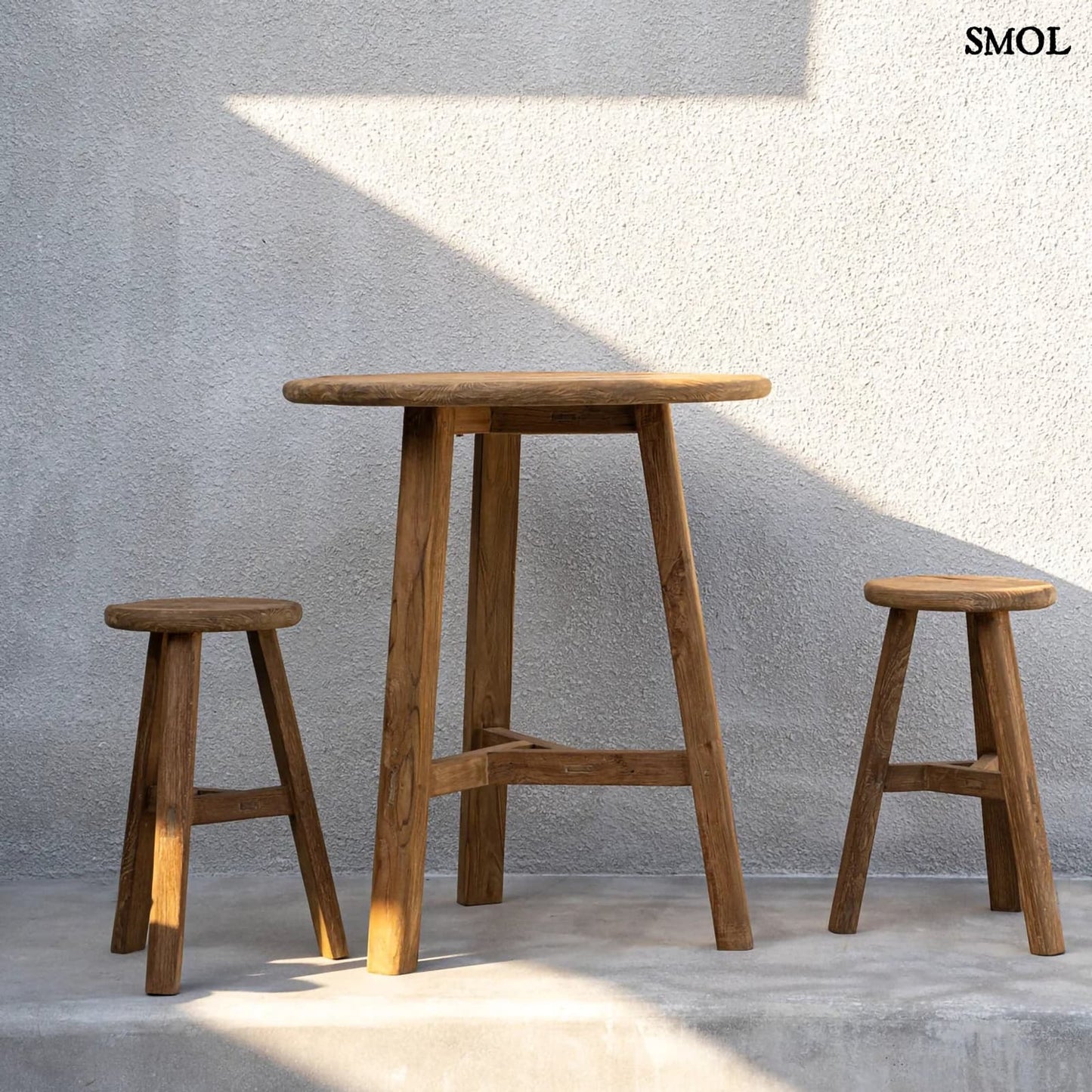 FUSUMA, bel-/kültéri teakfa, magas bárasztal, 105 cm - smol.hu - fal mellett