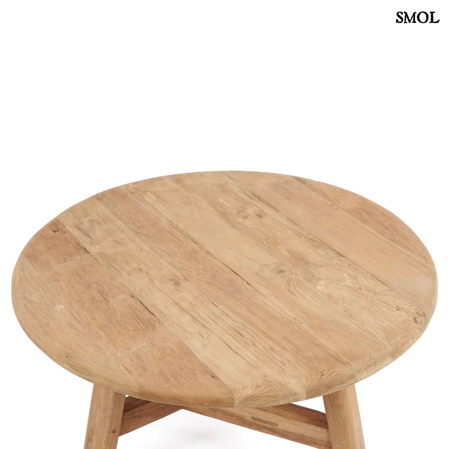 FUSUMA, nagyméretű, teakfa dohányzóasztal, ⌀80 cm - smol.hu - felülről
