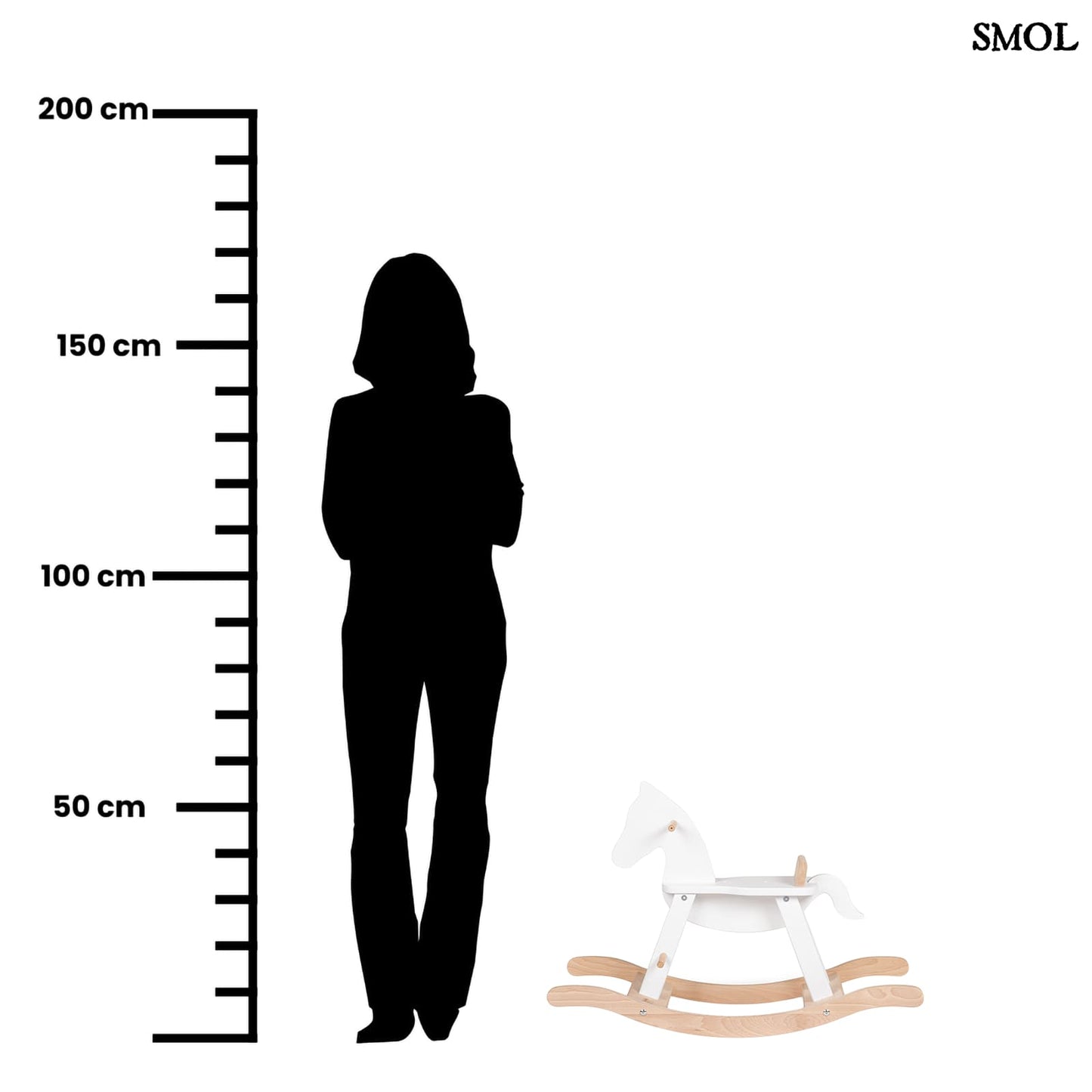 Fa Hintaló Biztonsági Gyűrűvel | WHITE HORSE | SMOL - méretarányosan, felnőttel