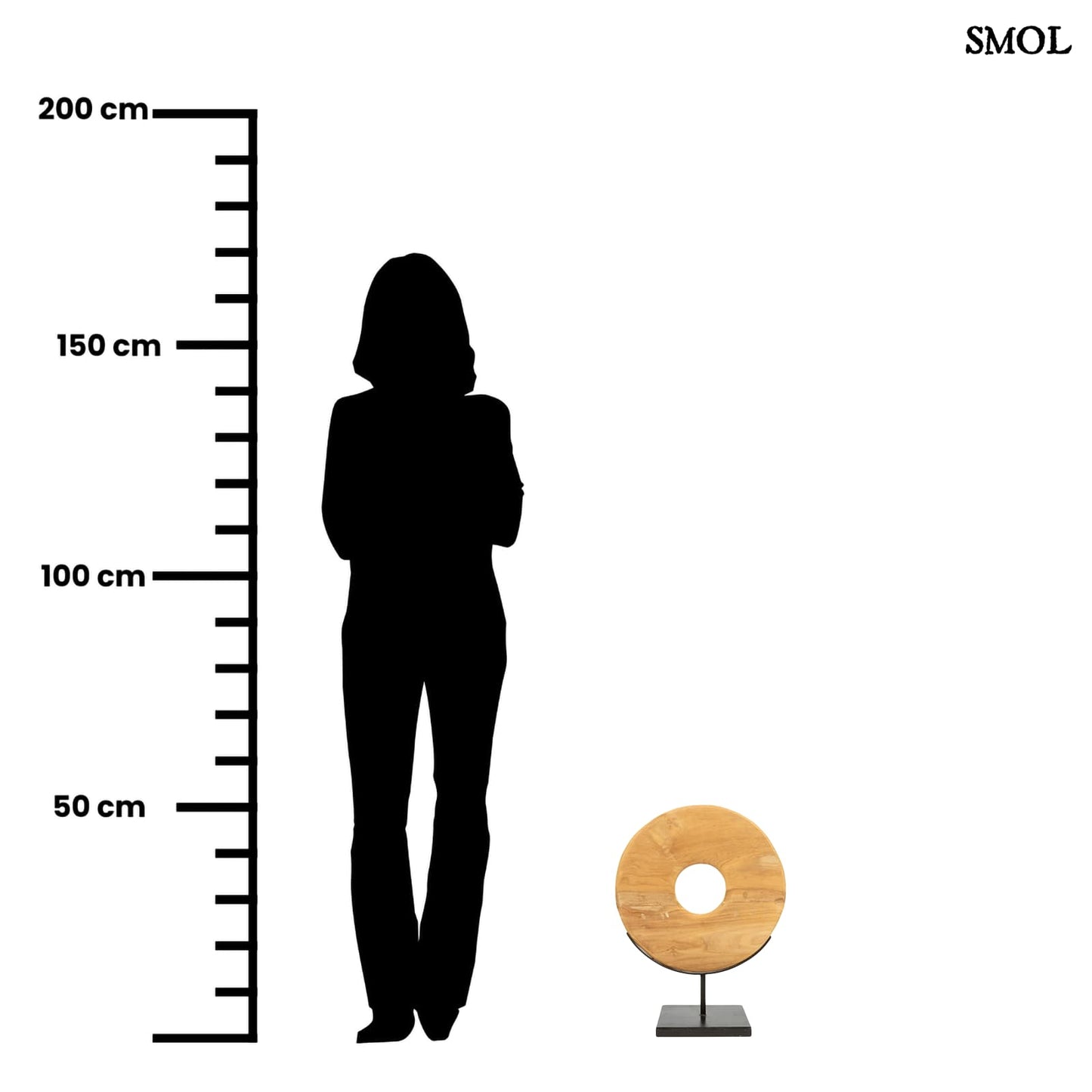 Fakorong Asztali Dekoráció, 50 cm | TEAK DISC | SMOL - méretarányosan