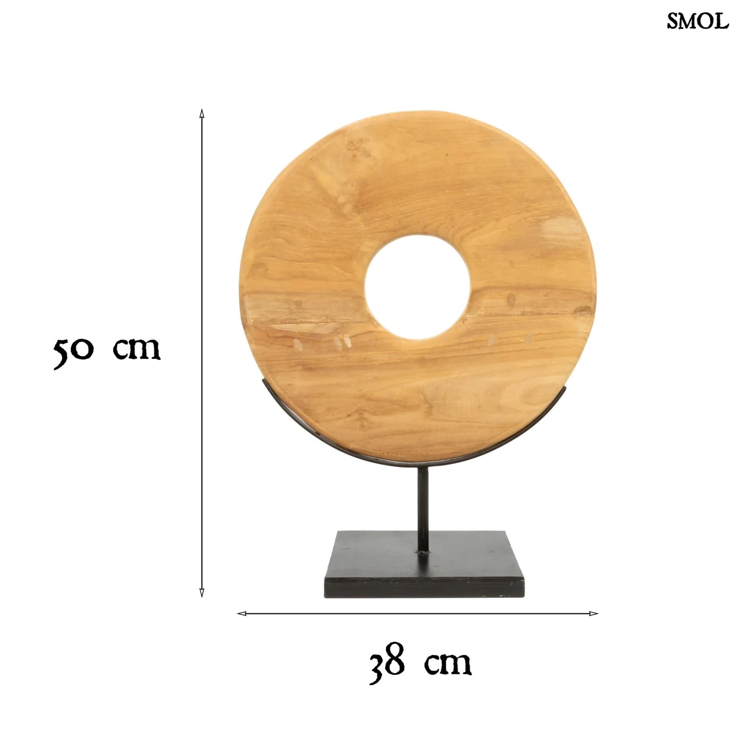 Fakorong Asztali Dekoráció, 50 cm | TEAK DISC | SMOL - méretekkel