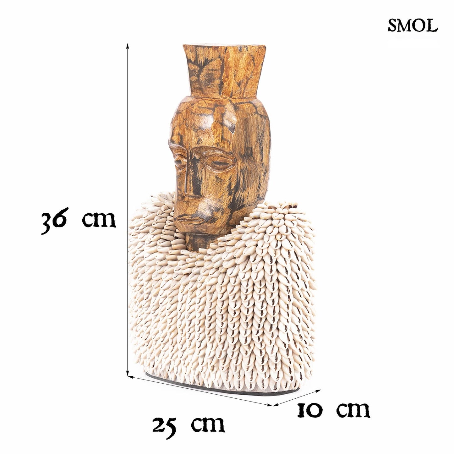 Faszobor - kagylóval, 36 cm | OGOH - smol.hu - méretekkel