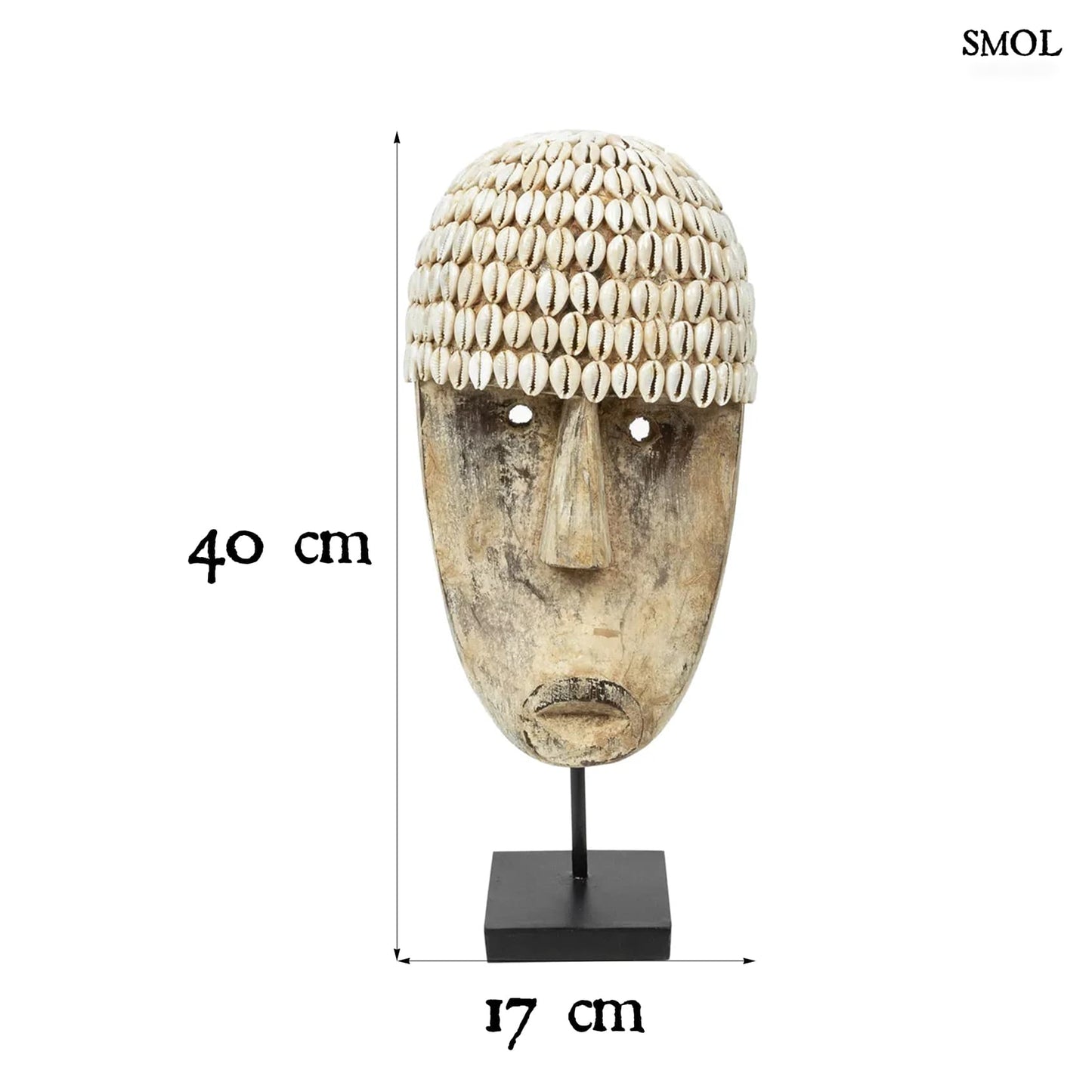 Faszobor tartón - kagylókkal, 40 cm | COKORDA - smol.hu - méretekkel