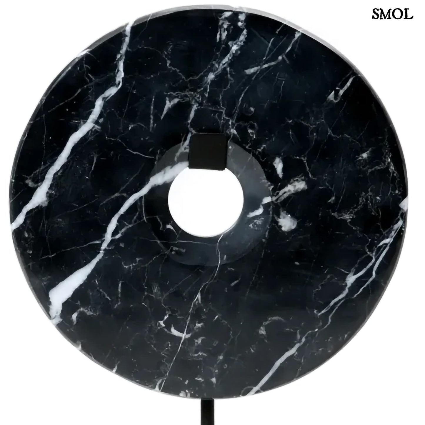 Fekete Márvány Dekoráció Állványon – 40 cm | MARBLE DISC BLACK - smol.hu - márvány korong nagyítva