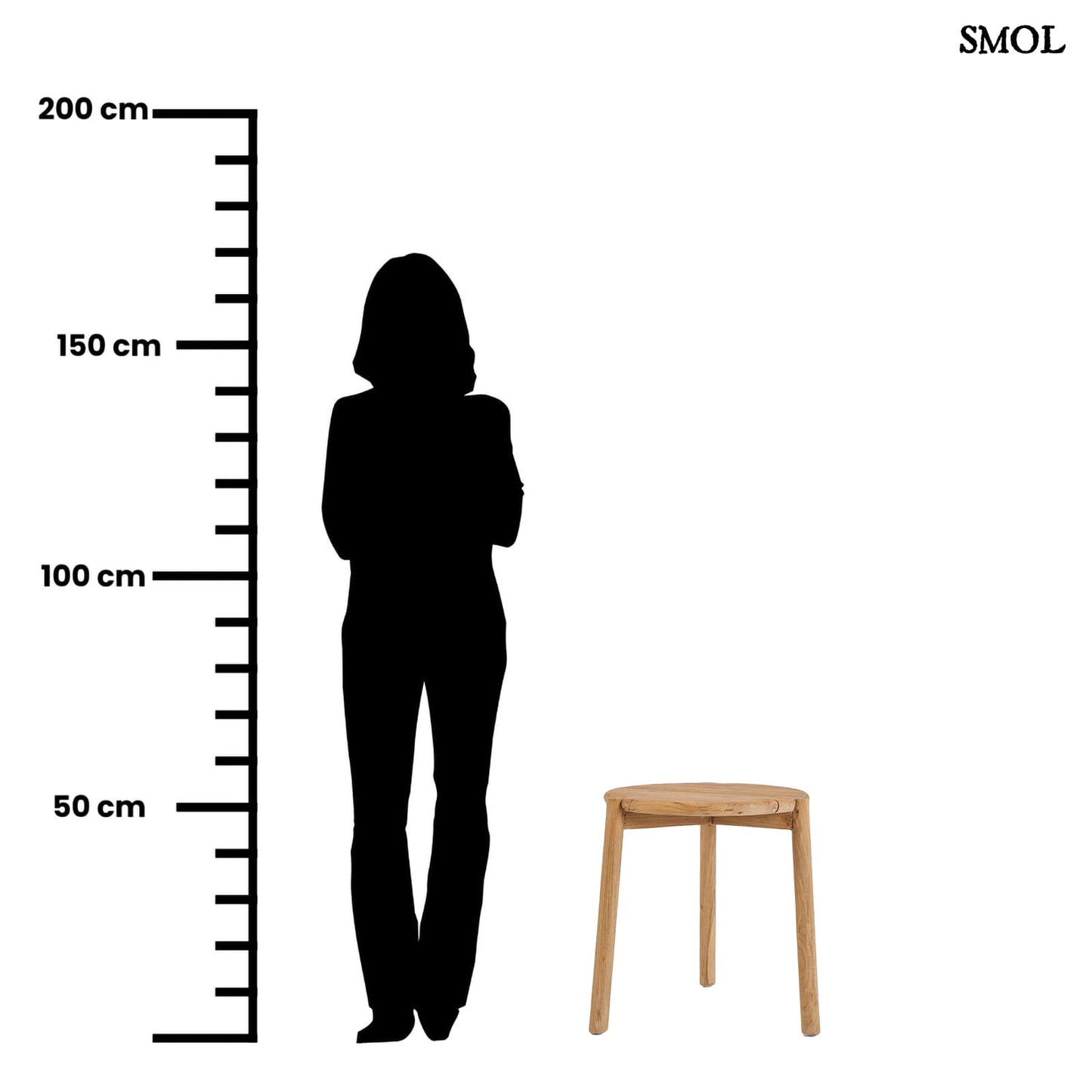 GILIMANUK, bel-/kültéri, fa kisasztal, 50cm - smol.hu - méretarányosan