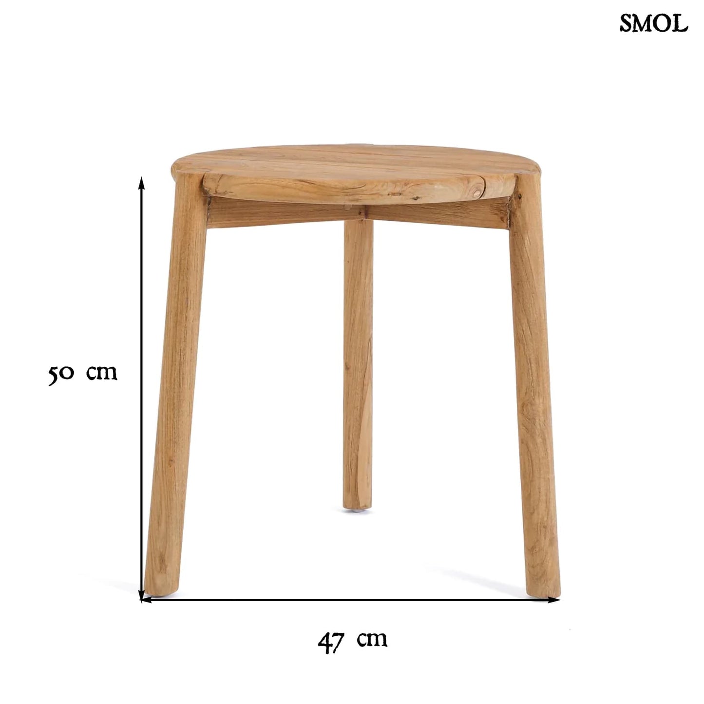 GILIMANUK, bel-/kültéri, fa kisasztal, 50cm - smol.hu - méretekkel