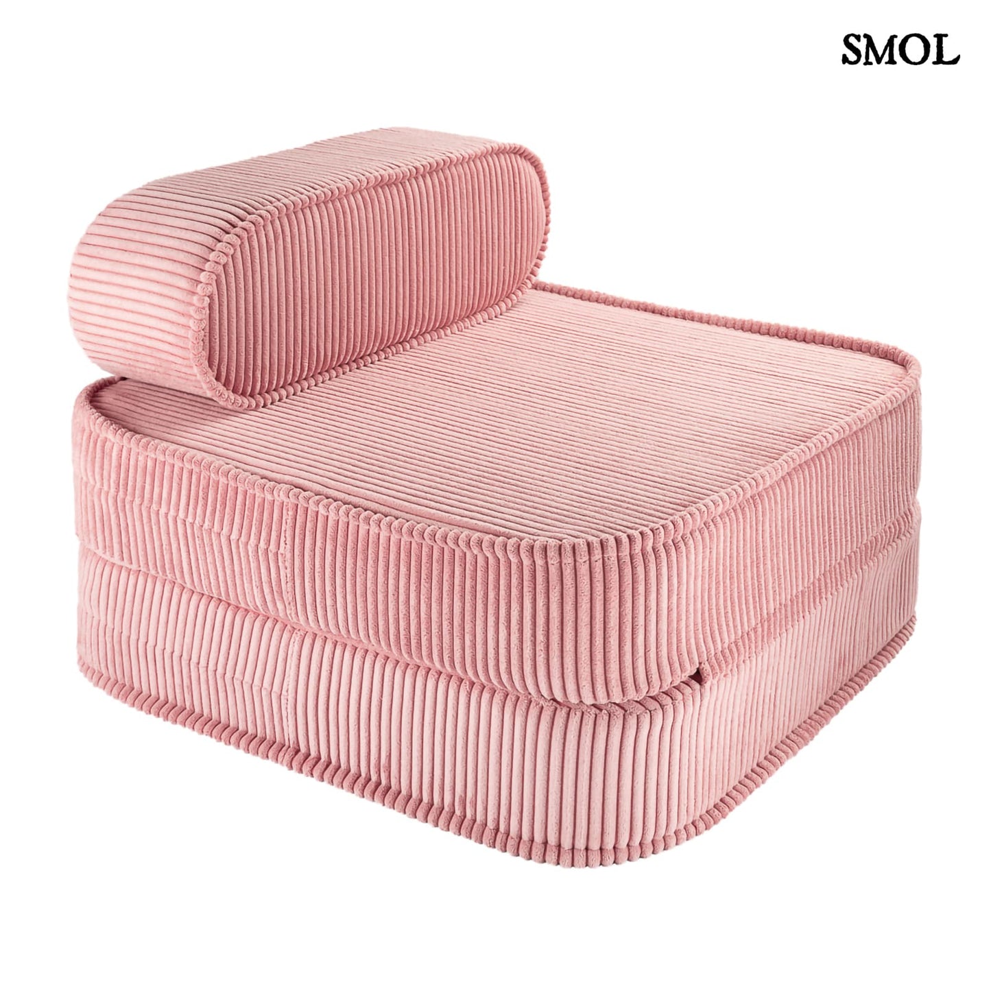 Gyerek ágyfotel, 1 részes | PINK MOUSSE, ággyá alakítható gyerekfotel - smol.hu - fehér háttérrel