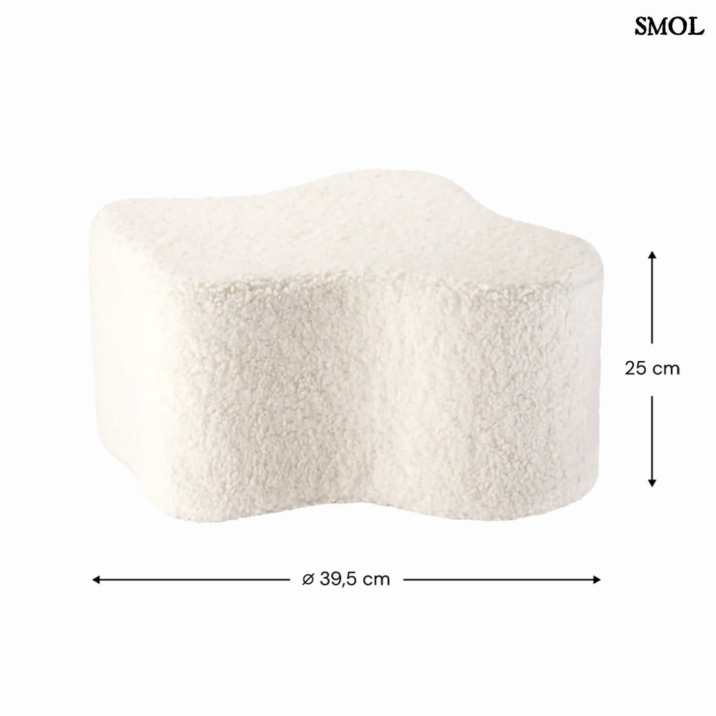 Gyerek felhő puff | CLOUD CREAM WHITE - SMOL - méretekkel