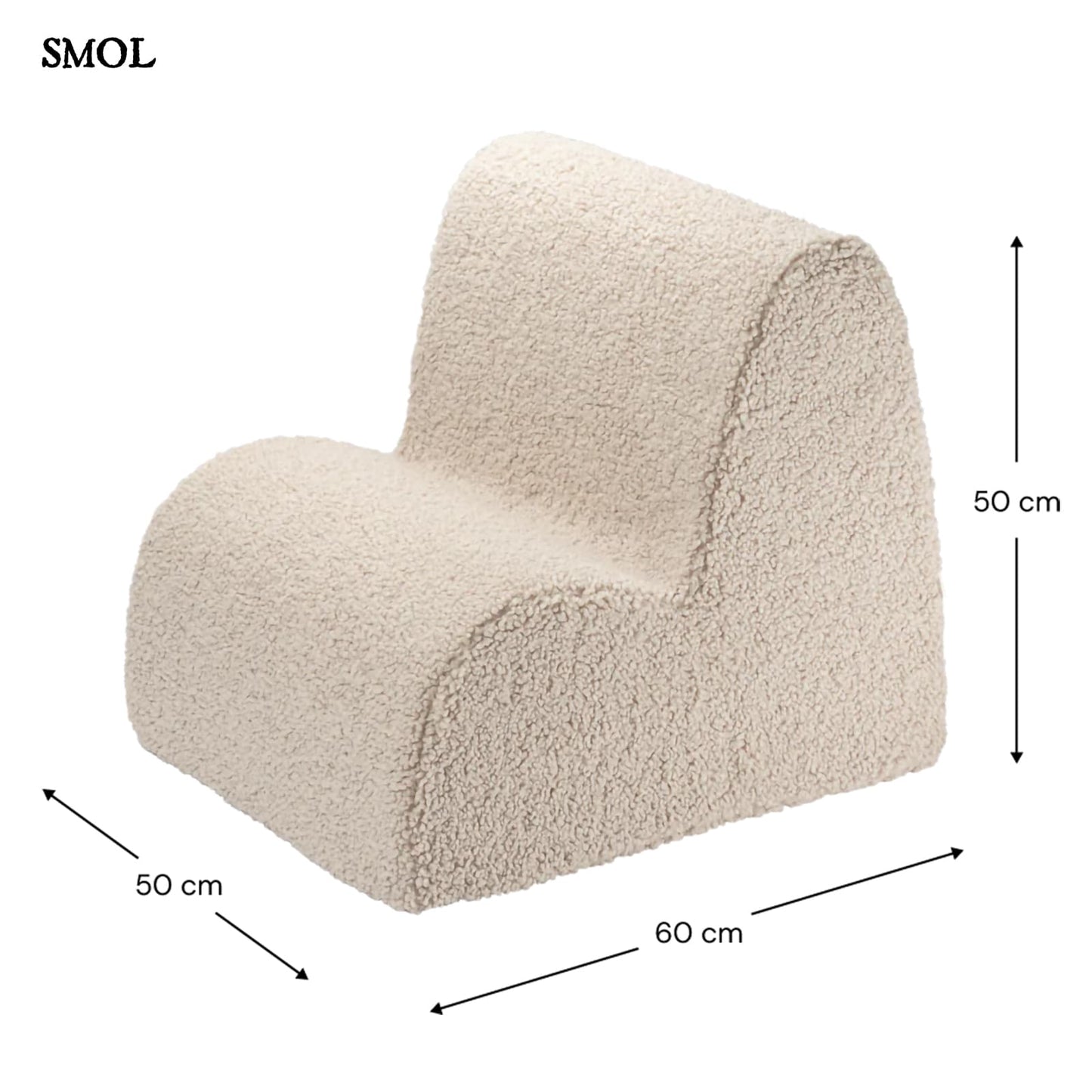 Gyerek felhőfotel| BISCUIT, felhő alakú, teddy anyagú gyerekfotel - SMOL - méretekkel