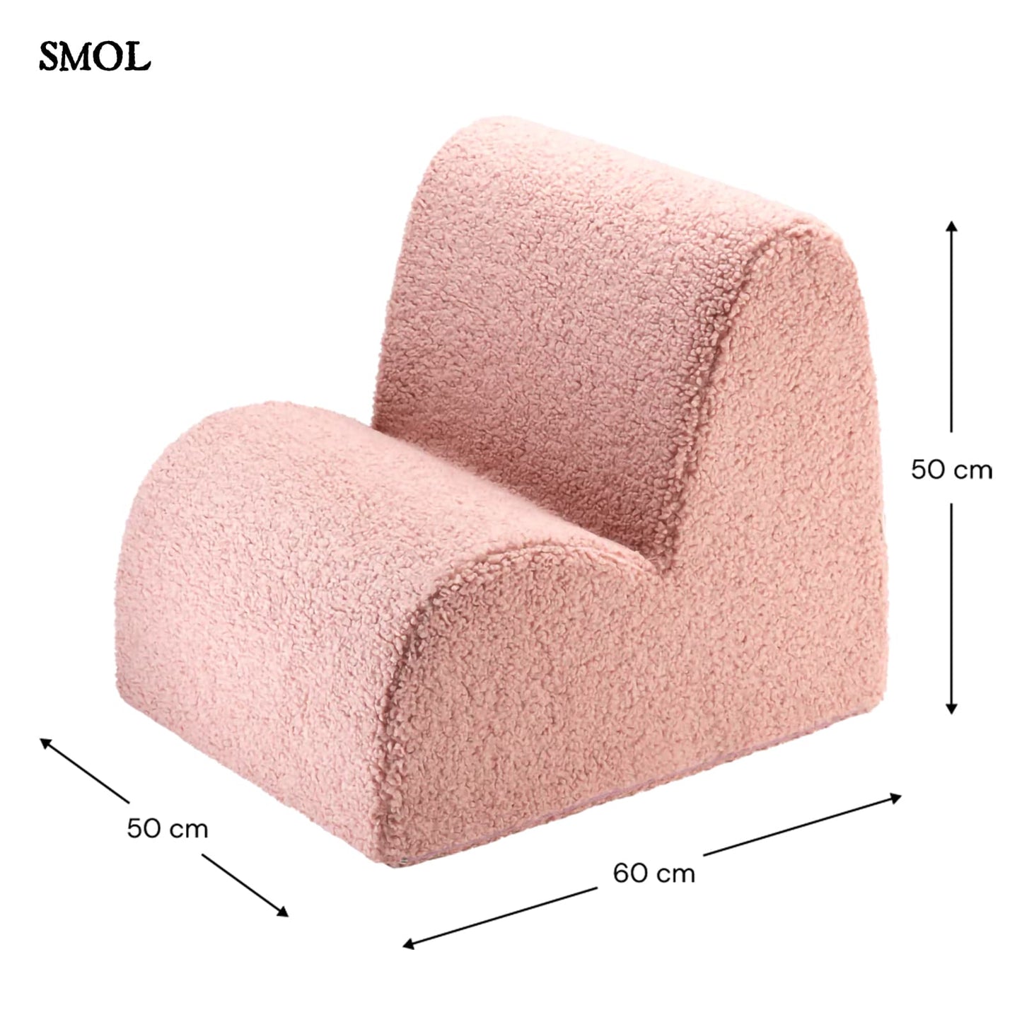 Gyerek felhőfotel | GUAVA, felhő alakú, teddy anyagú gyerekfotel- SMOL - méretekkel