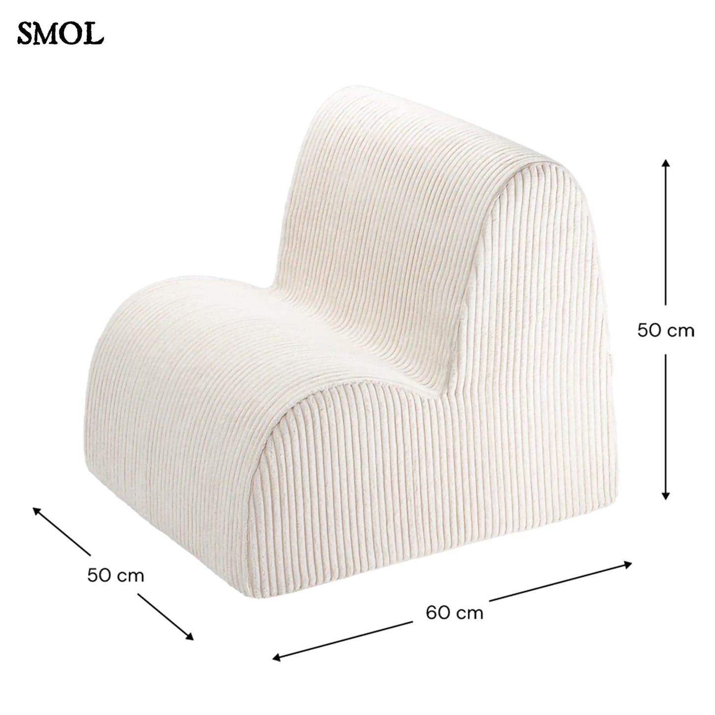 Gyerek felhőfotel | MARSHMALLOW, felhő alakú, kordbársony gyerekfotel - SMOL - méretekkel