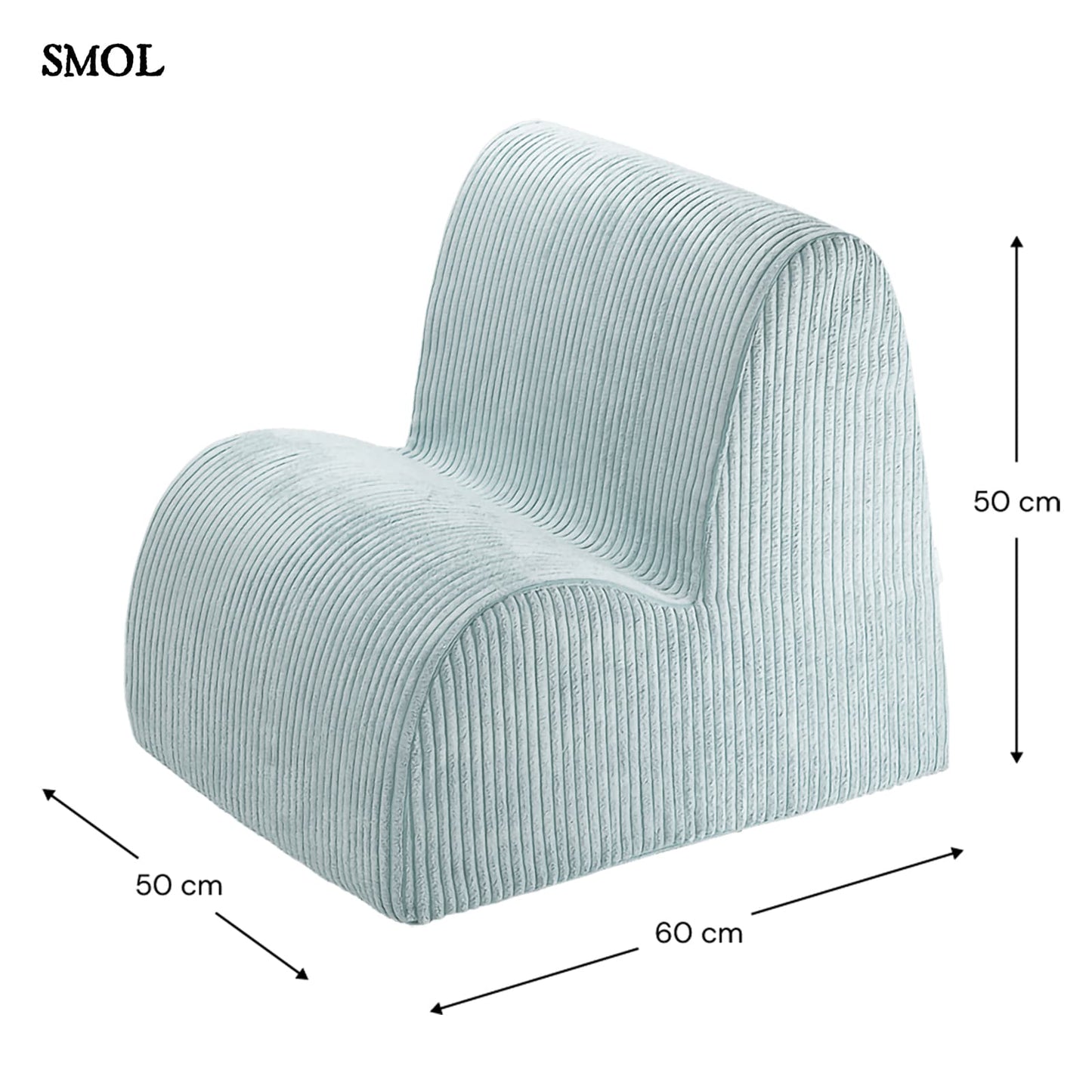 Gyerek felhőfotel | PEPPERMINT, felhő alakú, kordbársony gyerekfotel - SMOL - méretekkel