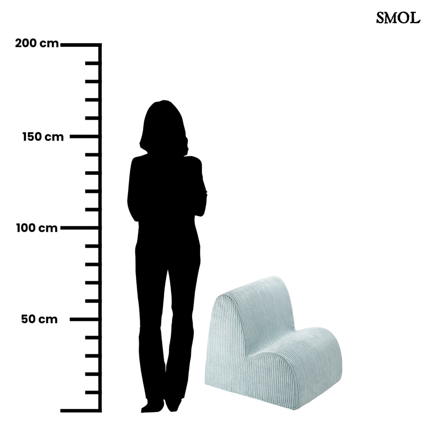 Gyerek felhőfotel | PEPPERMINT, felhő alakú, kordbársony gyerekfotel - SMOL - méretarányosan