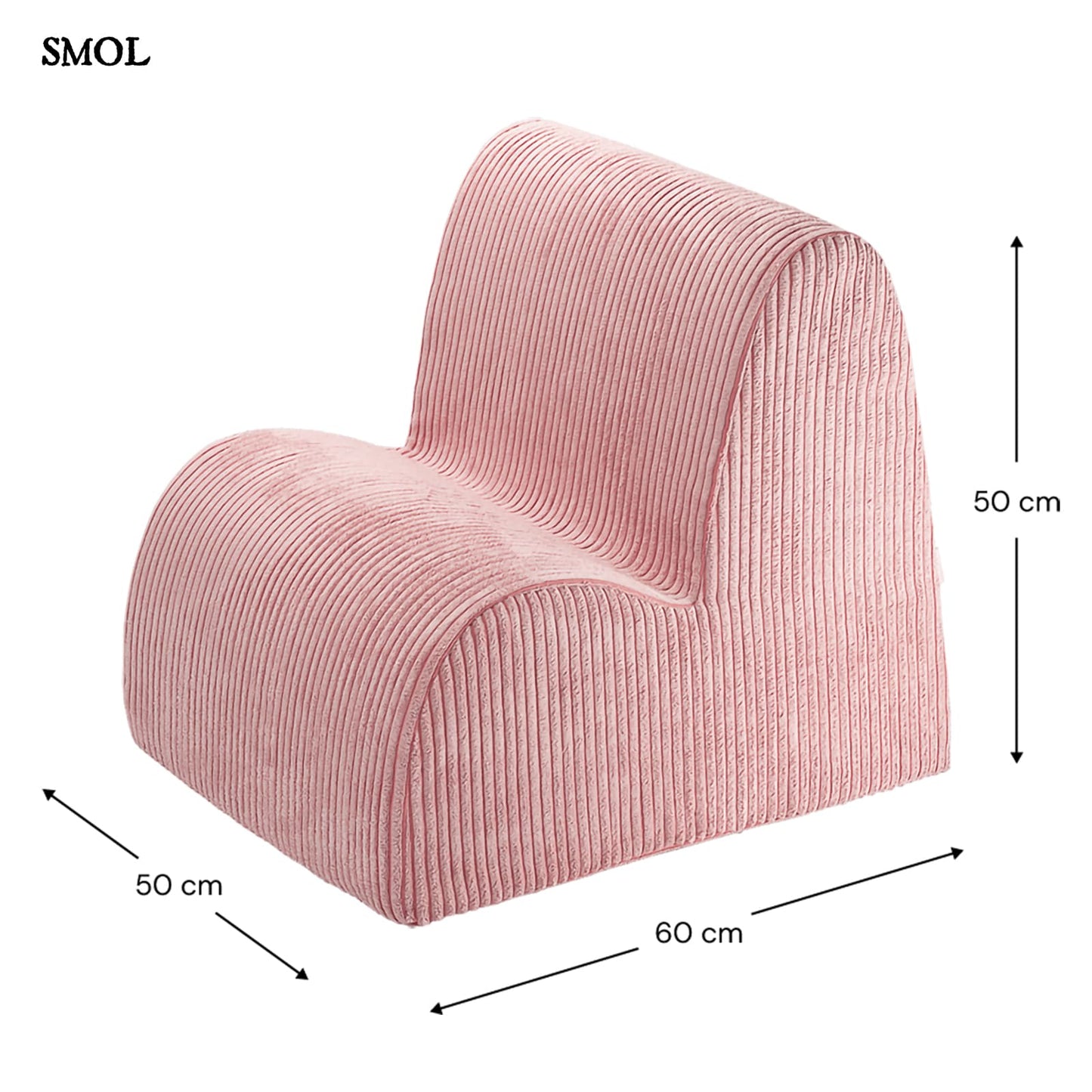Gyerek felhőfotel | PINK MOUSSE felhő alakú, teddy anyagú gyerekfotel - SMOL - méretekkel