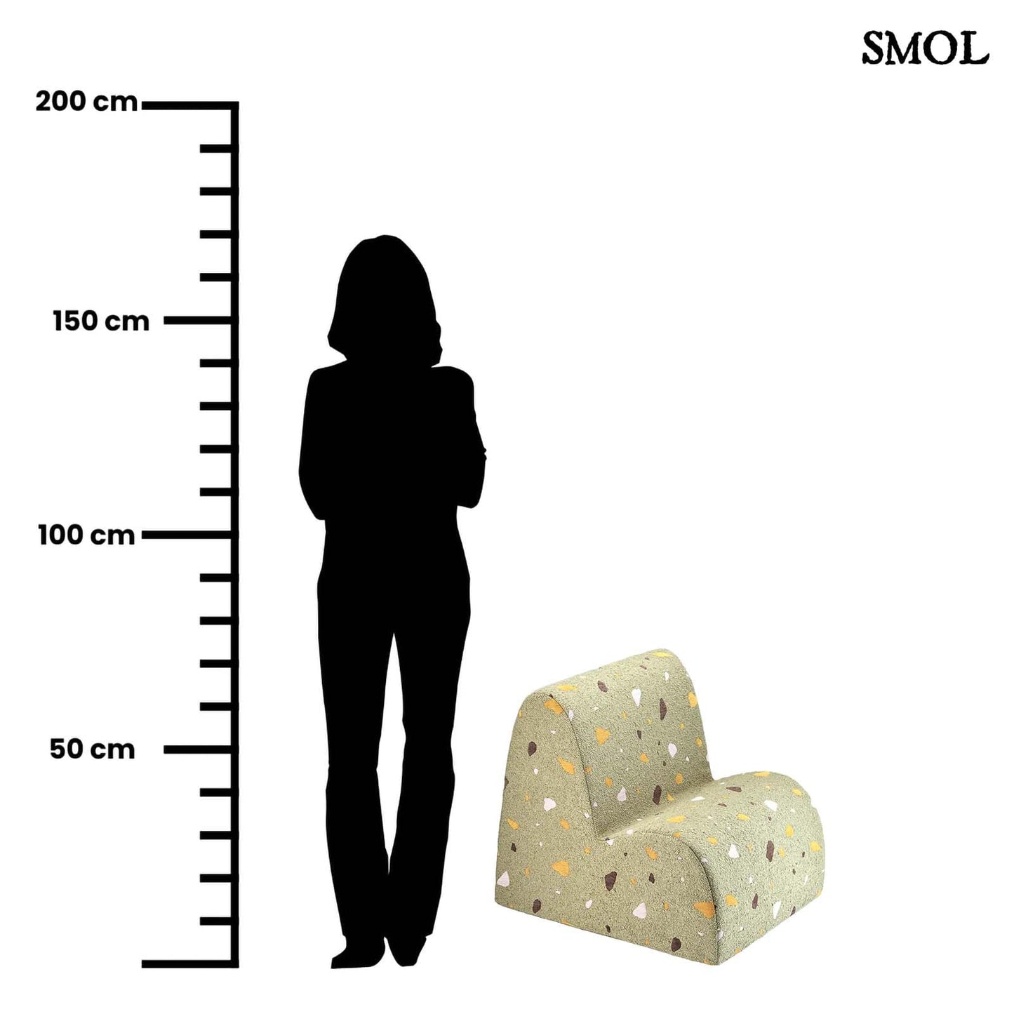 Gyerek felhőfotel | TERRAZZO MOSS, felhő alakú, terrazzo gyerekfotel - SMOL -méretarányosan
