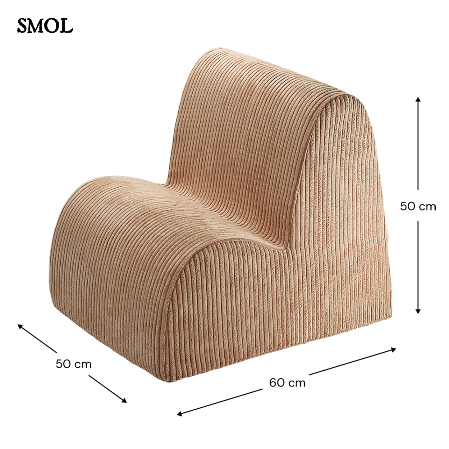 Gyerek felhőfotel | TOFFEE, felhő alakú, kordbársony gyerekfotel - SMOL - méretekkel