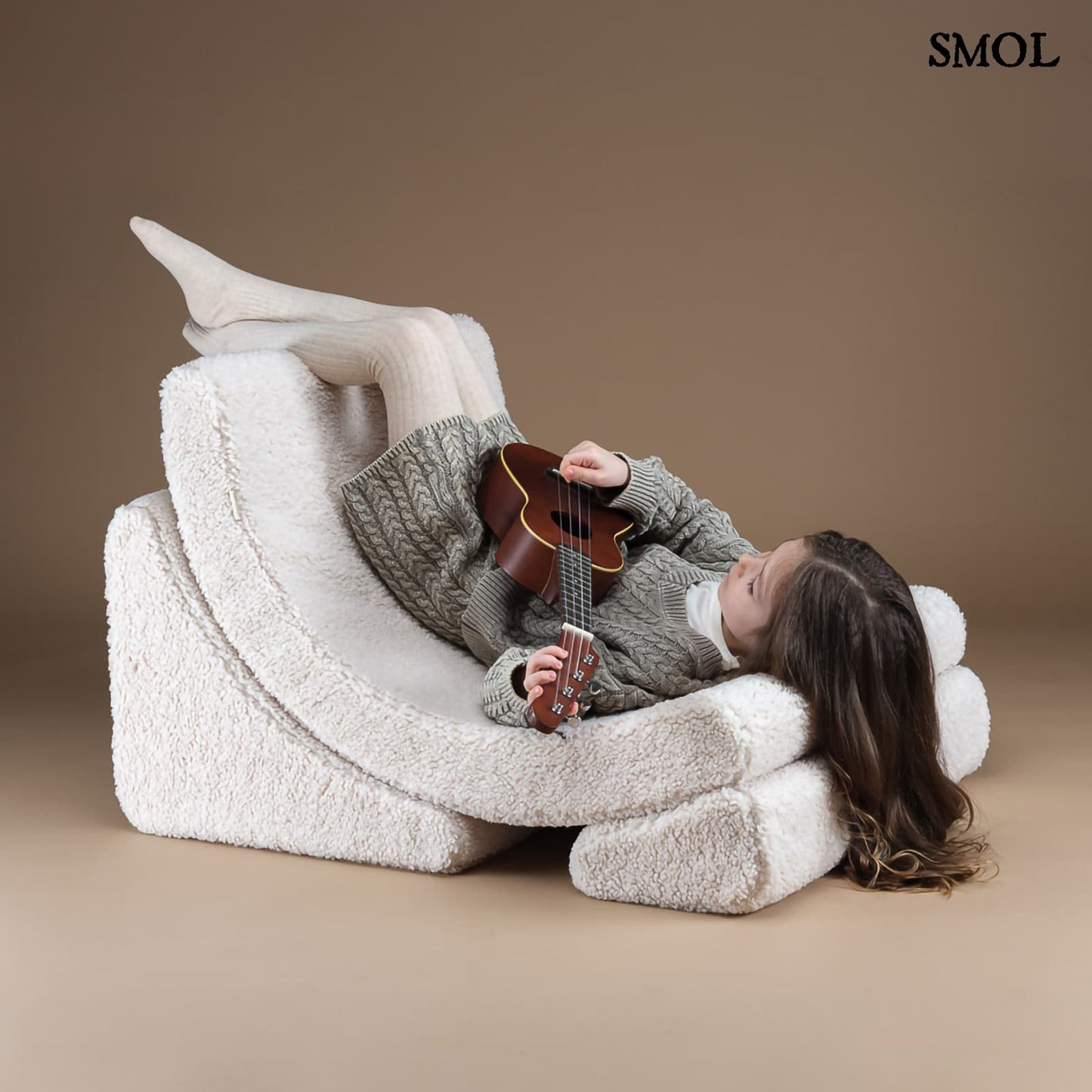 Gyerek holdfotel, 3 részes, moduláris | CREAM WHITE -SMOL - gitározó gyerekkel