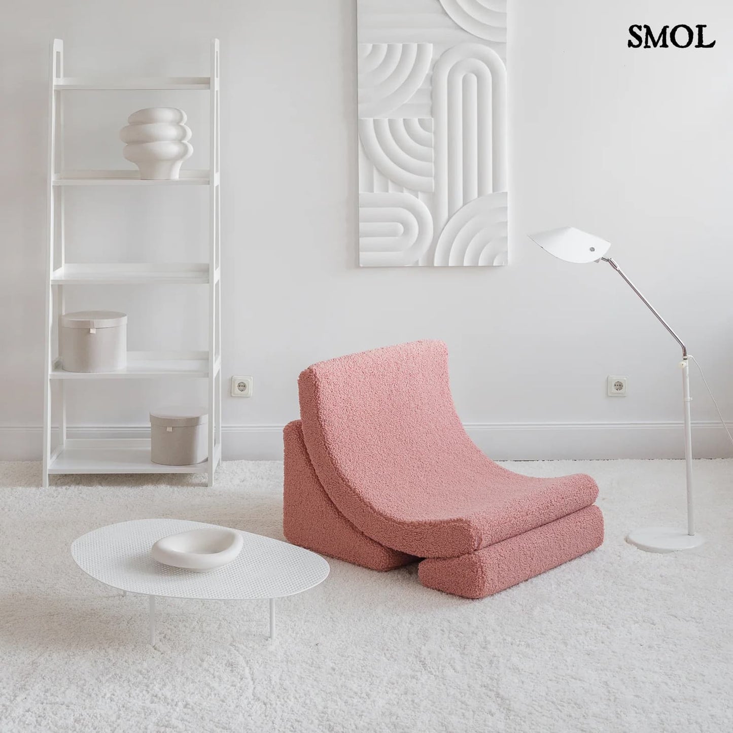 Gyerek holdfotel - 3 részes | GUAVA PINK, moduláris gyerekfotel - SMOL - fehér szobában