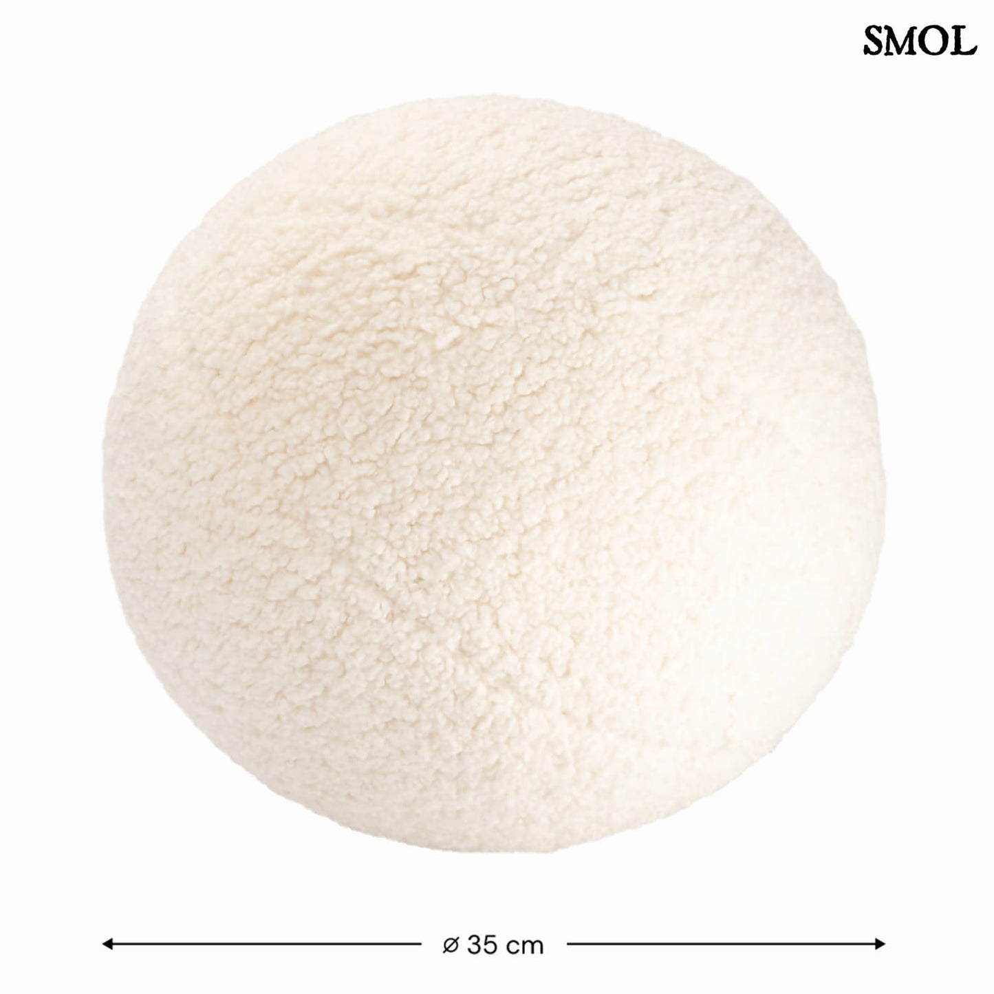 Gyerek labdapárna| CREAM WHITE, labda alakú gyerekpárna - SMOL - méretekkel