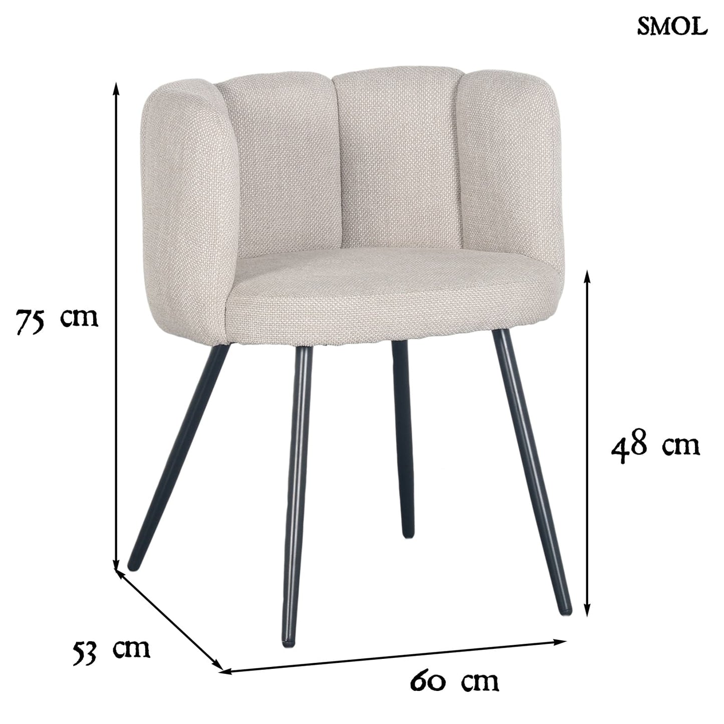 HIGH FIVE BEIGE, 2 db kárpitozott étkezőszék - smol.hu - méretekkel