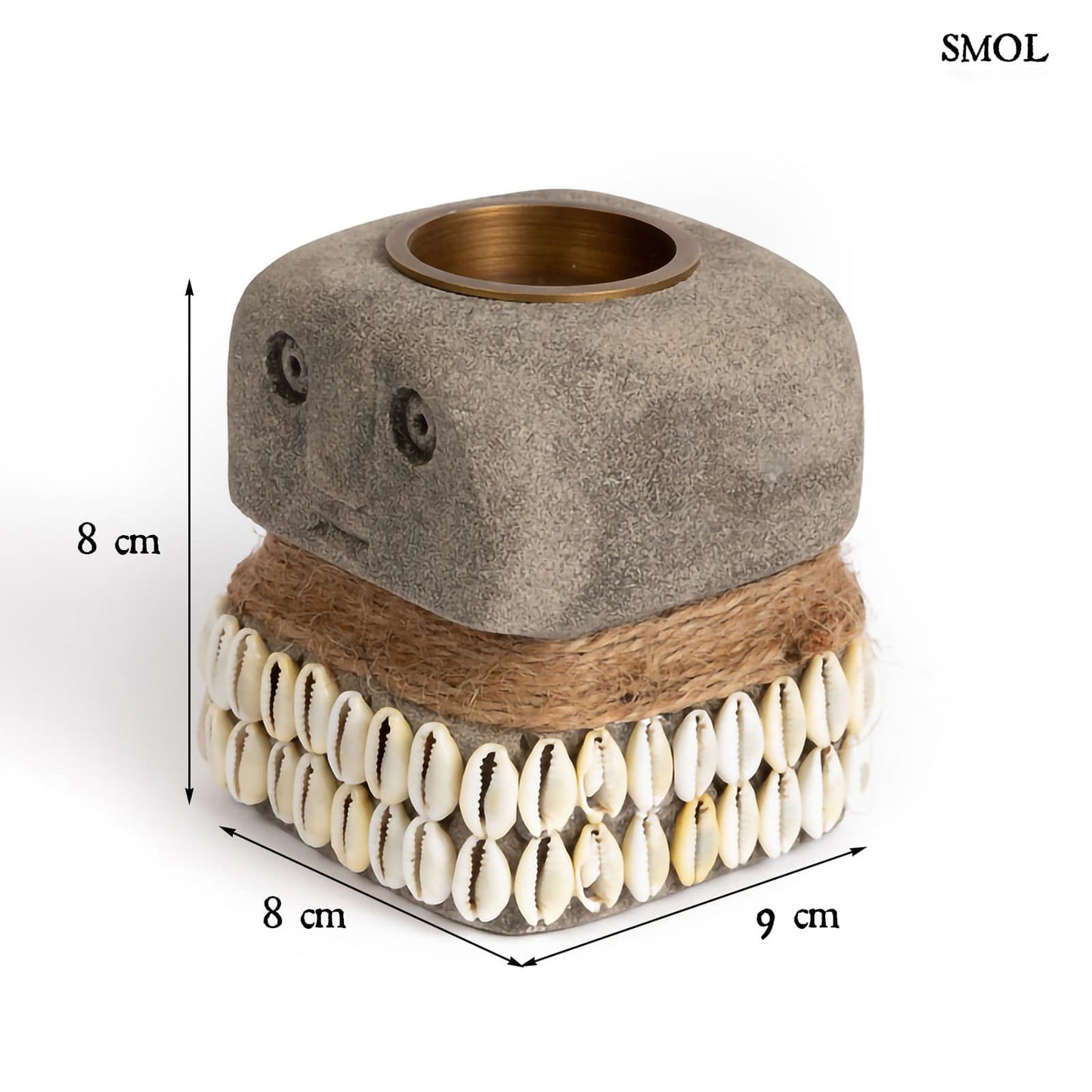 SUMBA31, kő teamécsestartó kagylókkal, 8 cm - smol.hu