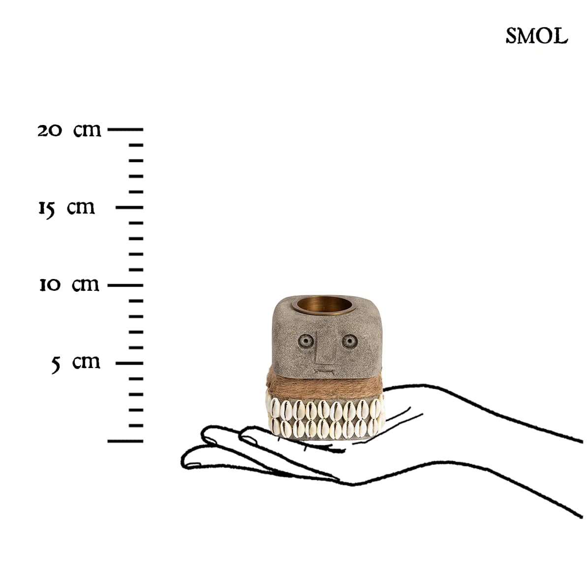 SUMBA31, kő teamécsestartó kagylókkal, 8 cm - smol.hu