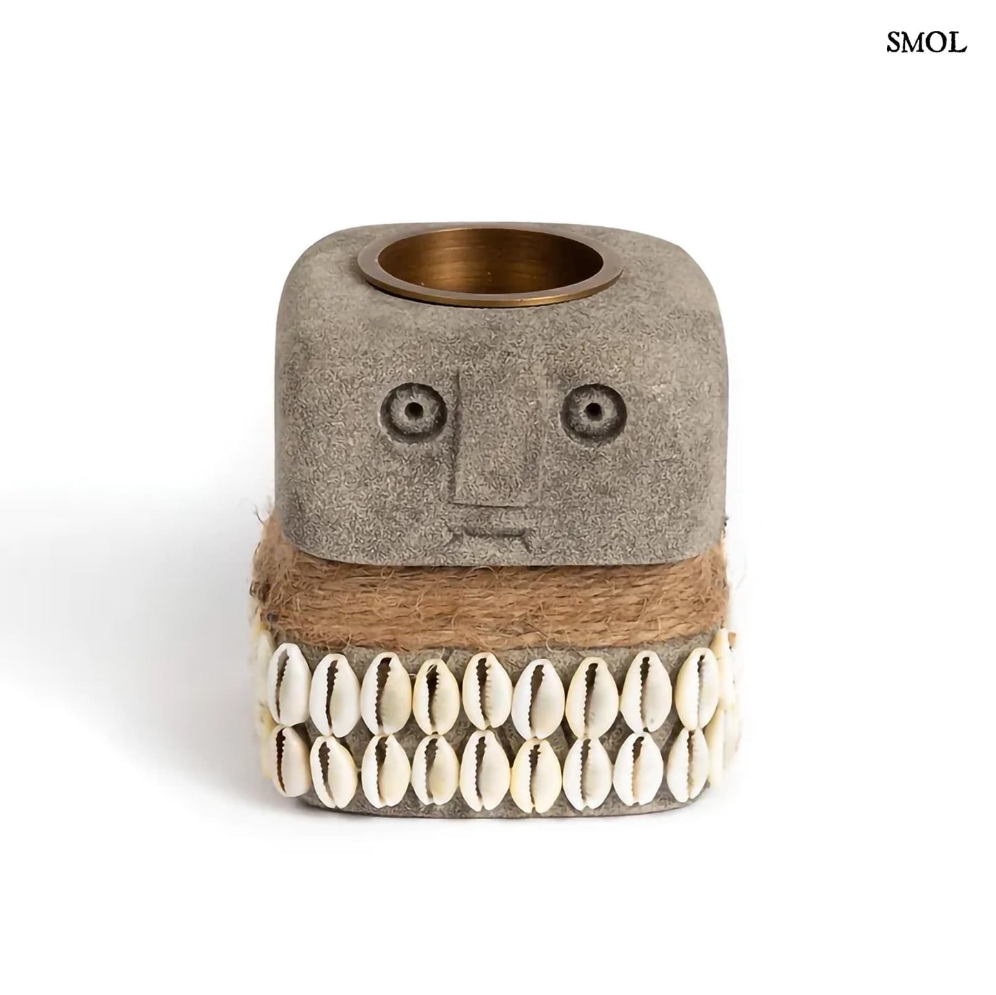 SUMBA31, kő teamécsestartó kagylókkal, 8 cm - smol.hu