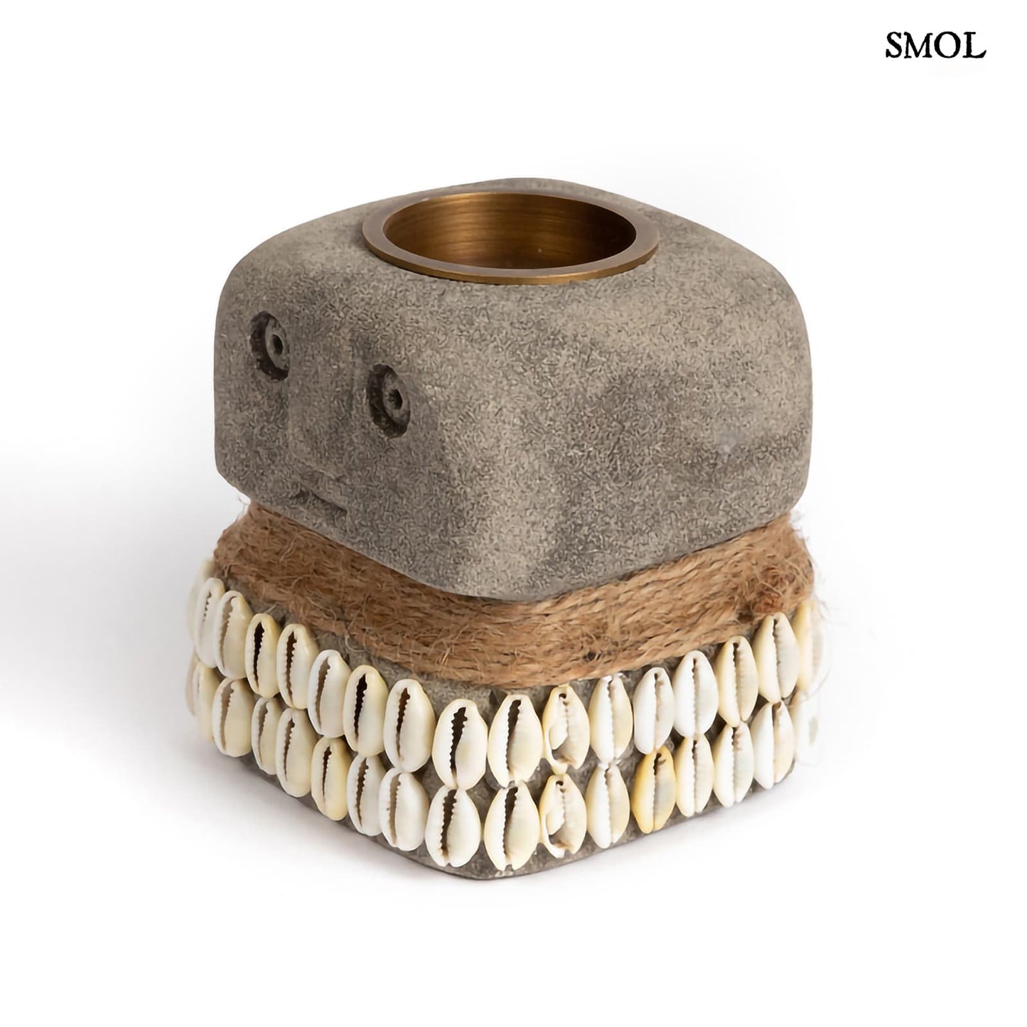 SUMBA31, kő teamécsestartó kagylókkal, 8 cm - smol.hu