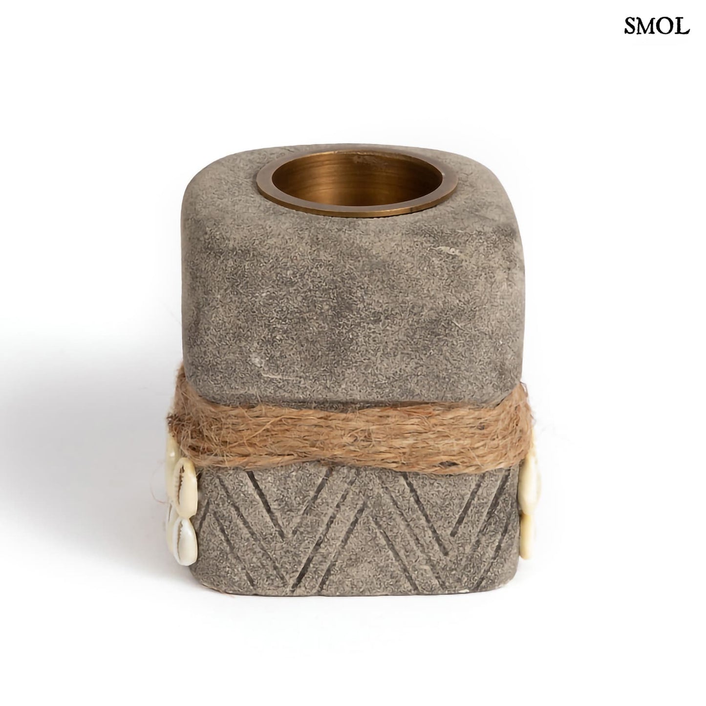 SUMBA31, kő teamécsestartó kagylókkal, 8 cm - smol.hu