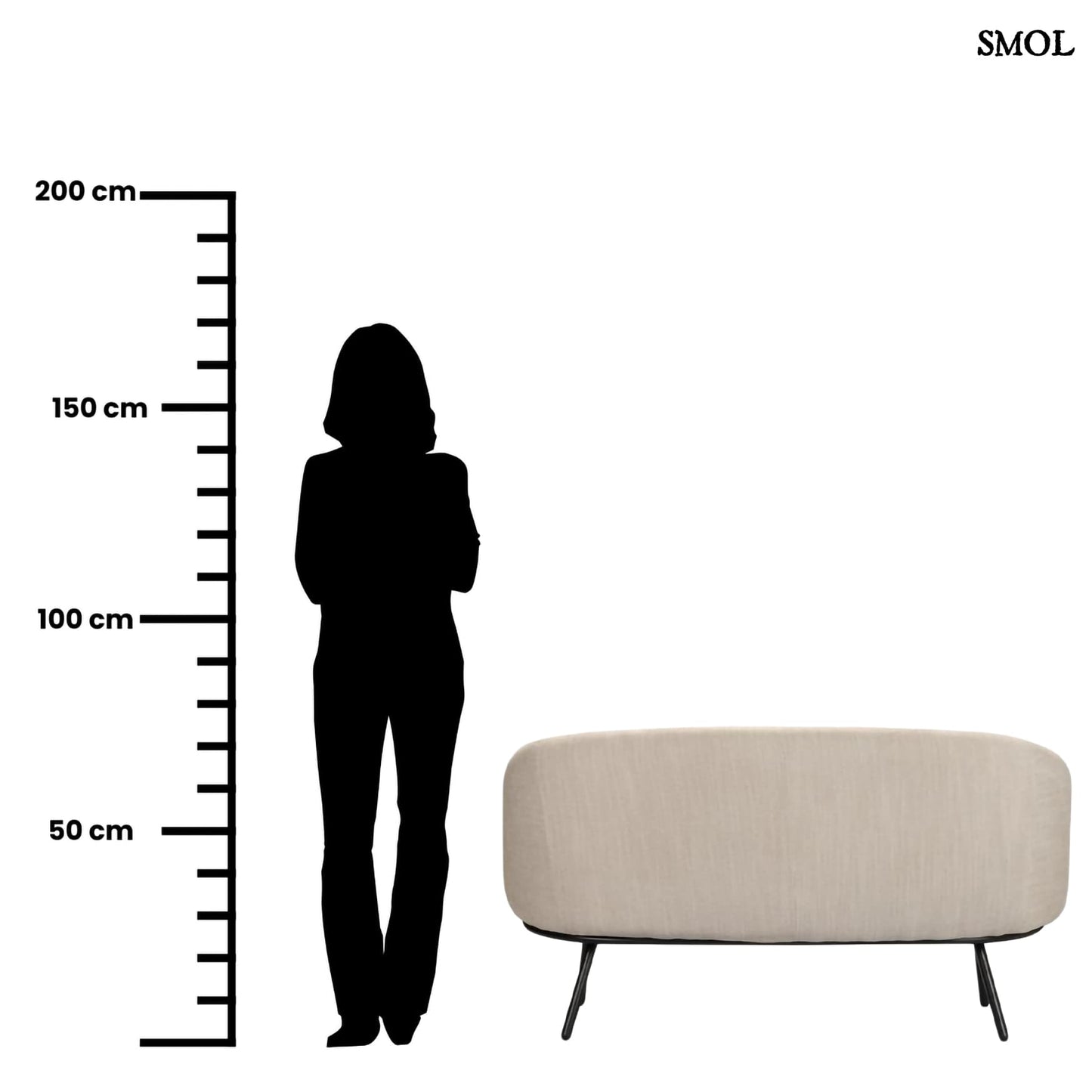 MARS, bézs, kétszemélyes kanapé - smol.hu - méretarányosan