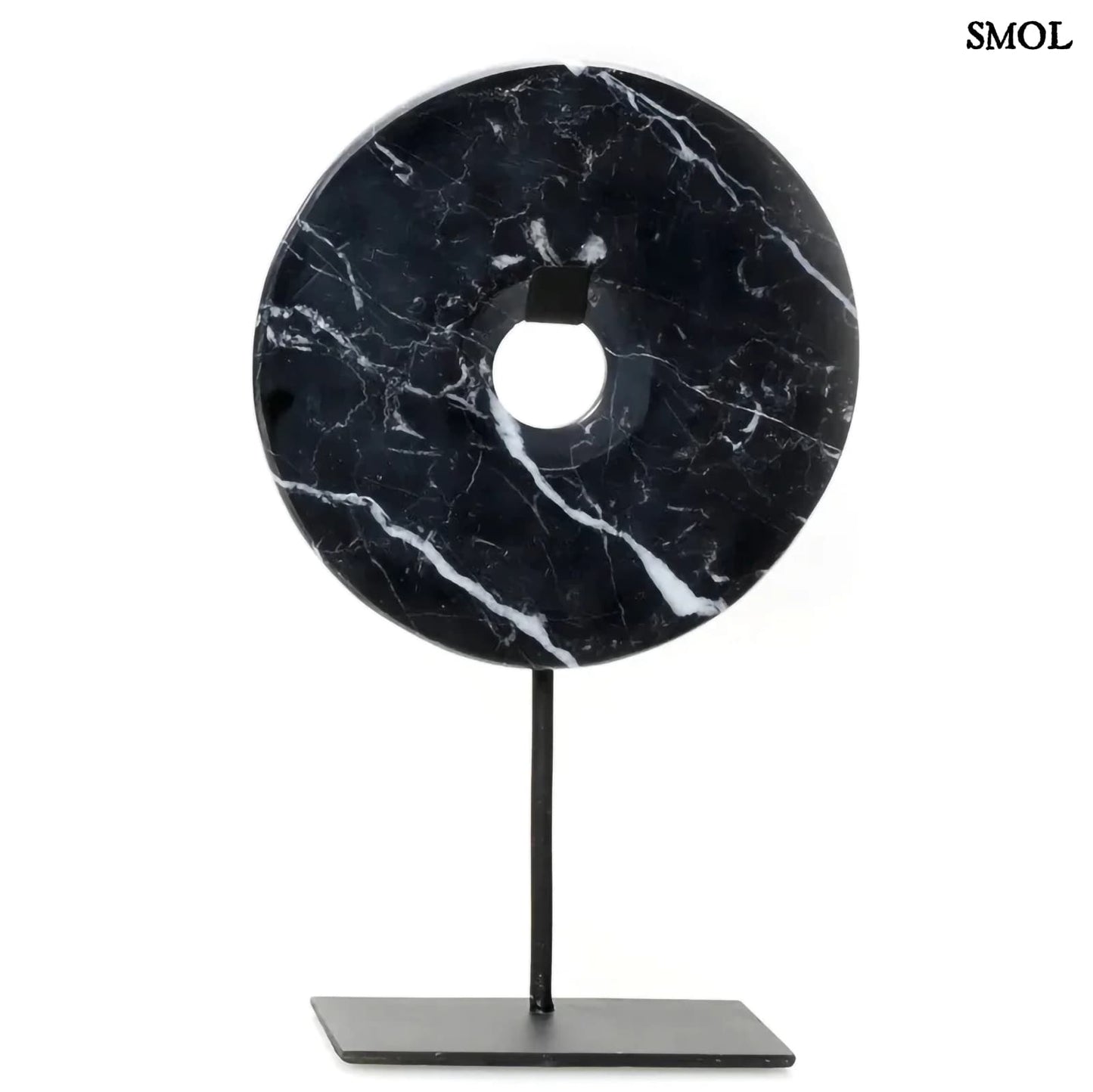 Márványkorong asztali dekoráció, 35 cm | MARBLE DISC BLACK - smol.hu - fehér háttérrel