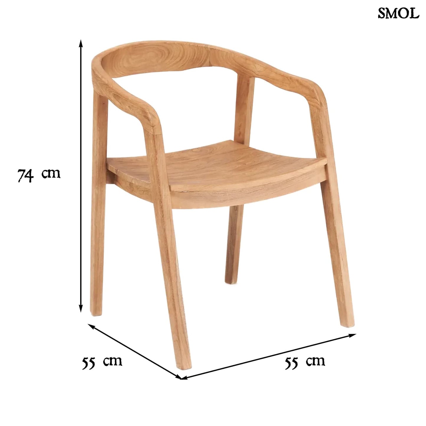 NIHI WATU, teakfa étkezőszék, 74 cm - smol.hu - méretekkel