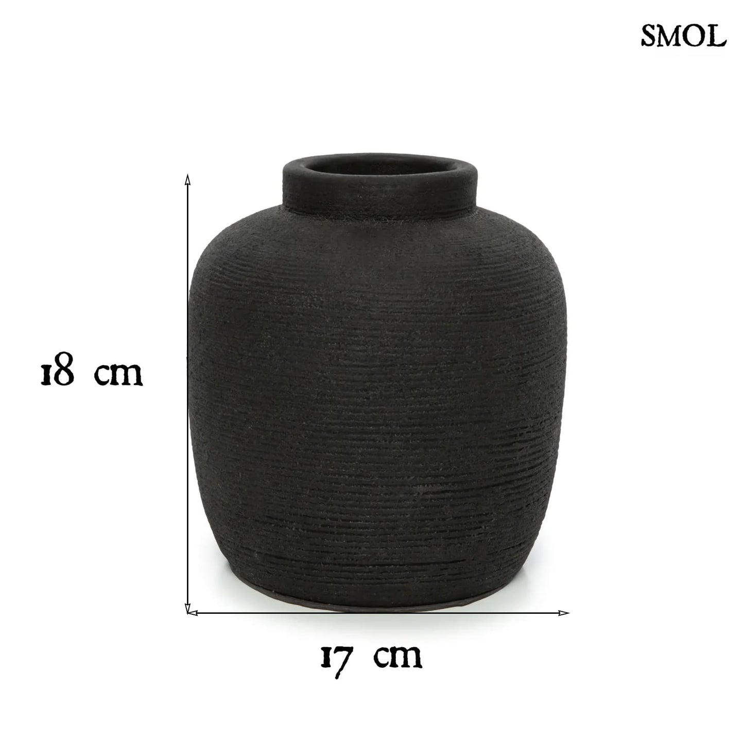 PEAKY, fekete terrakotta váza, 18 cm - smol.hu
