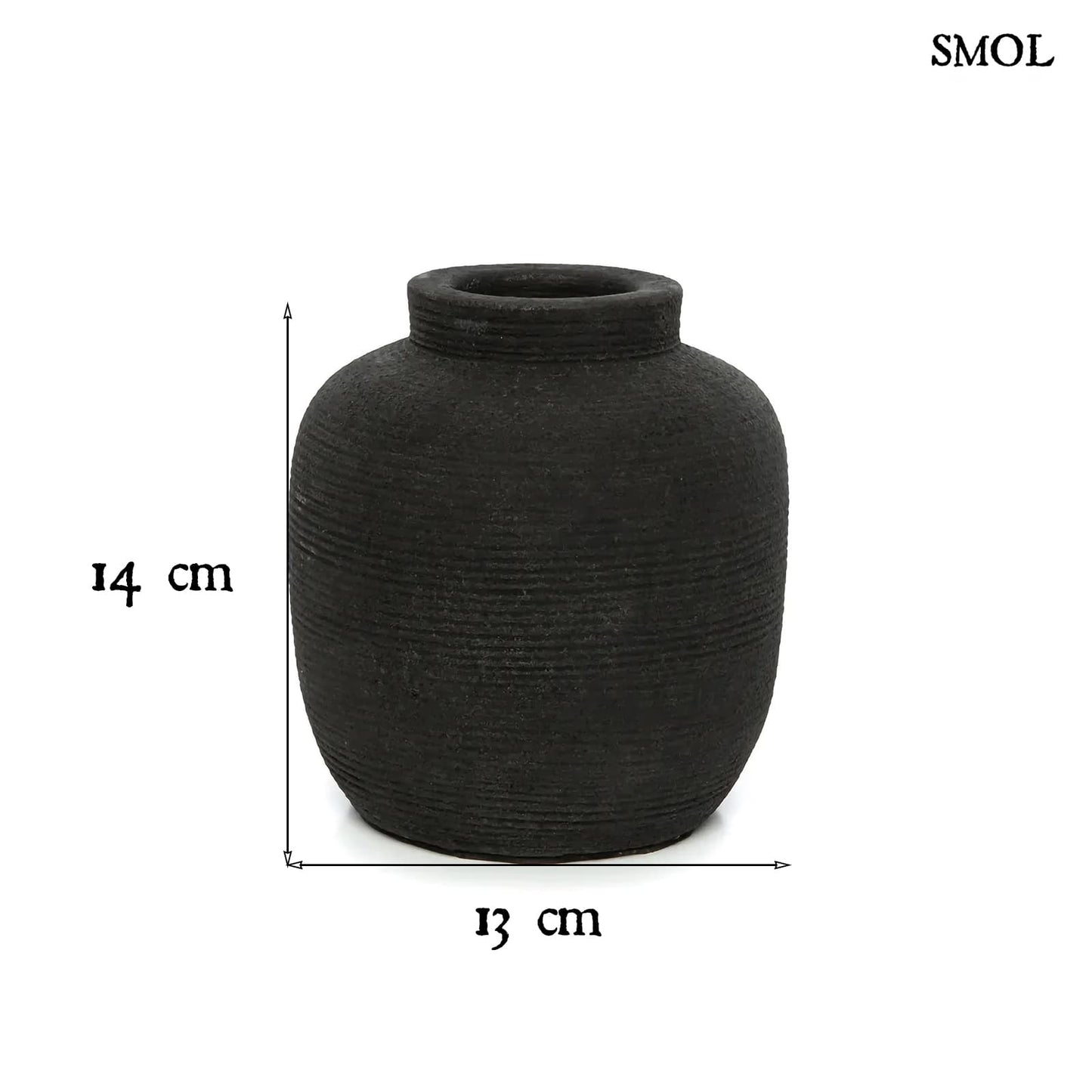 PEAKY, fekete, terrakotta váza, 14 cm - smol.hu