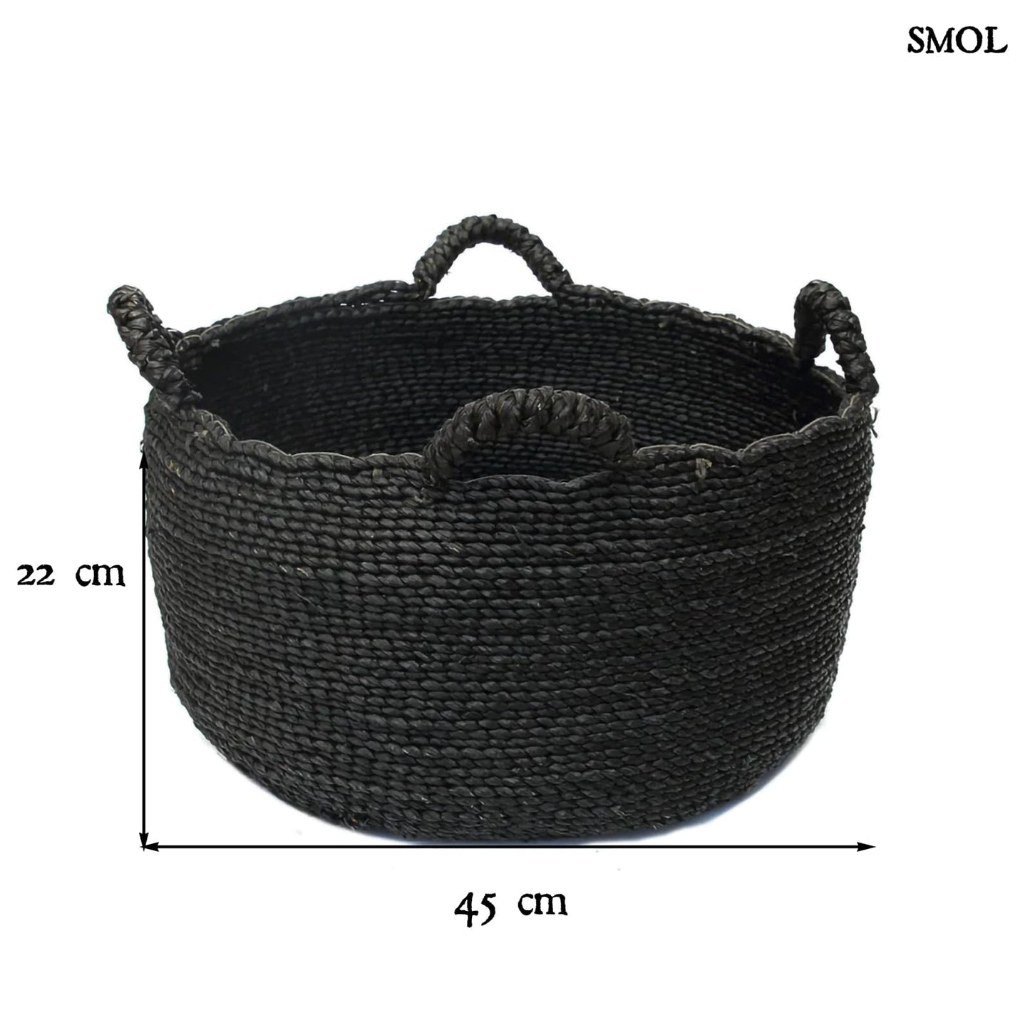 QUATRE MAINS ,fekete, 4 füles kosár, ⌀45 cm - smol.hu - méretekkel