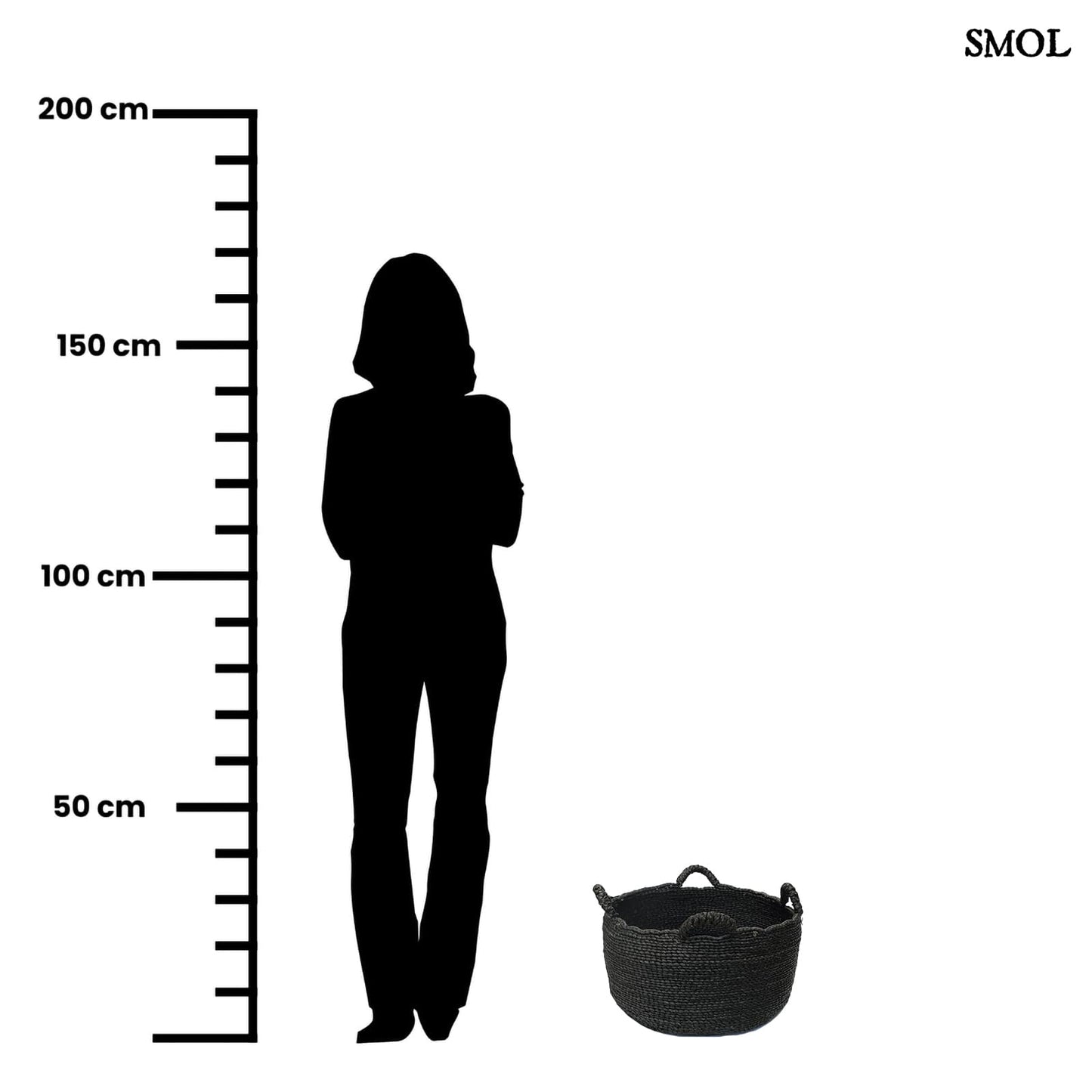 QUATRE MAINS ,fekete, 4 füles kosár, ⌀45 cm - smol.hu - méretarányosan