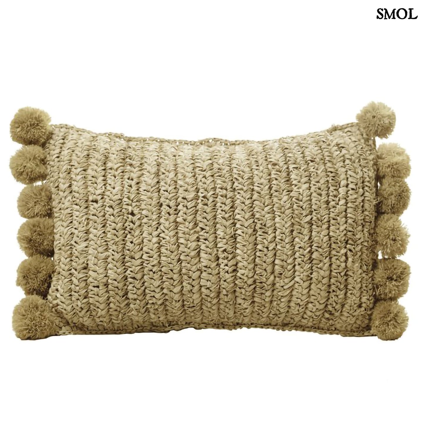 Raffia Díszpárna Pomponnal, 50x30| SANUR - smol.hu - fehér háttérrel