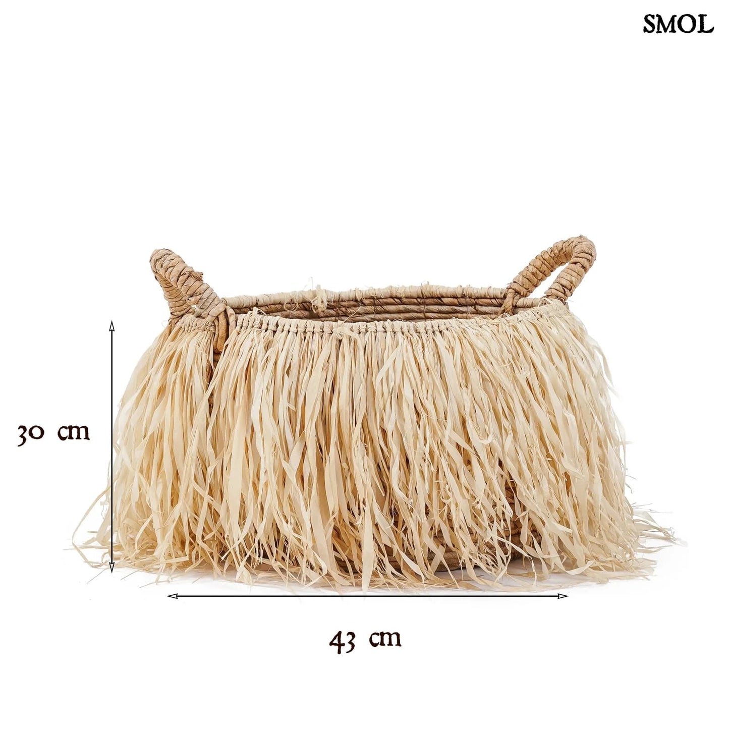 Raffia Tárolókosár, 43 cm | RAFFIA BASKET - smol.hu - méretekkel