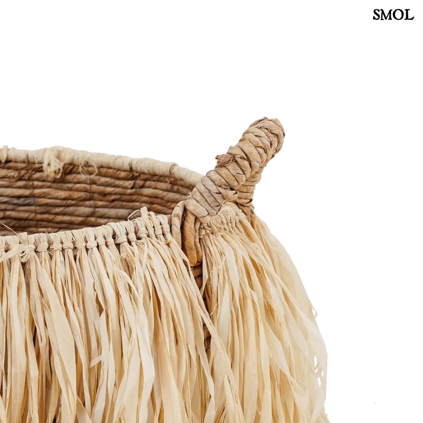 Raffia Tárolókosár, 43 cm | RAFFIA BASKET - smol.hu - fül nagyítva