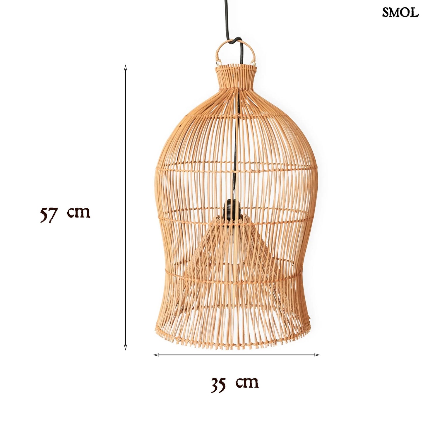 Rattan Függőlámpaernyő, 57 cm | MAHARA - smol.hu - méretekkel